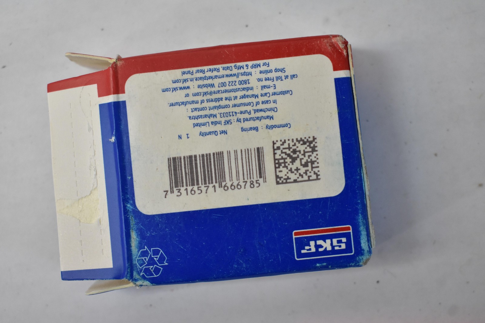 SKF 6303-2RS1/C3 Ball Bearing Double Sealed Deep Groove Steel Made In India