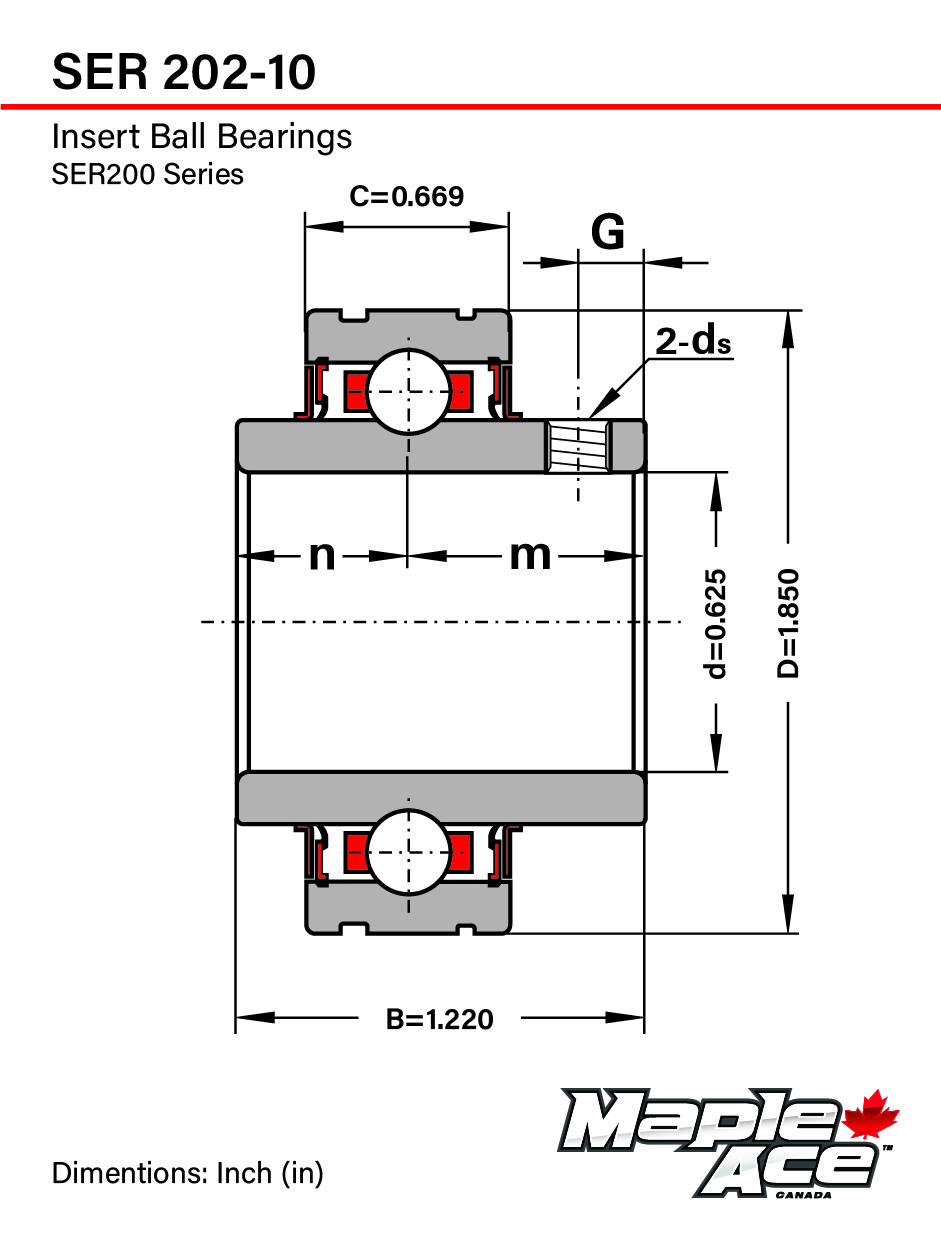 SER211-32, ER32 Insert Bearing 2″ Bore, Cylindrical OD with Snap Ring