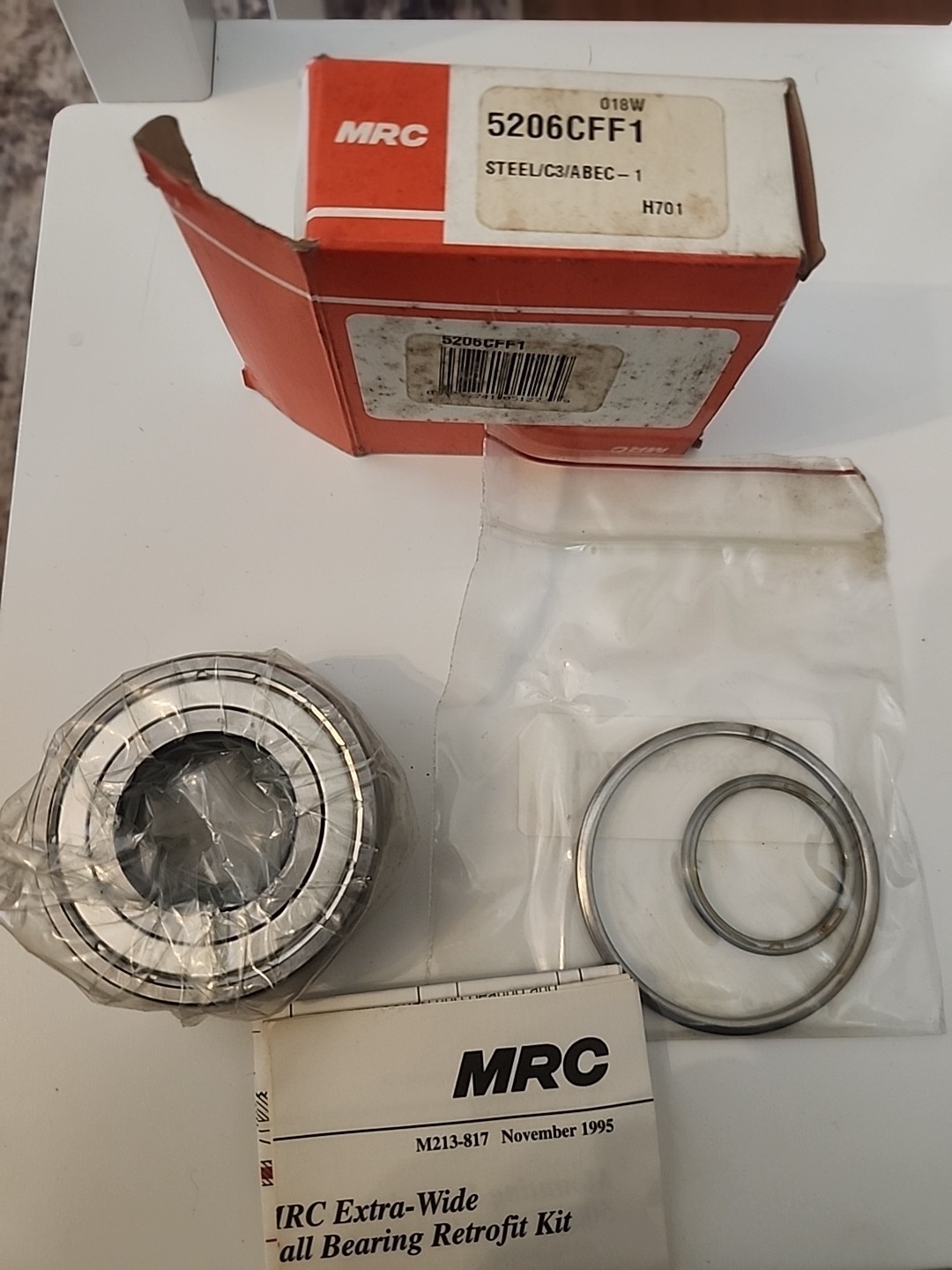 MRC 5206CFF1 Angular Bearing 30x62x15/16 mm 5206 CFF1 C3 w/Mounting Spacers USA