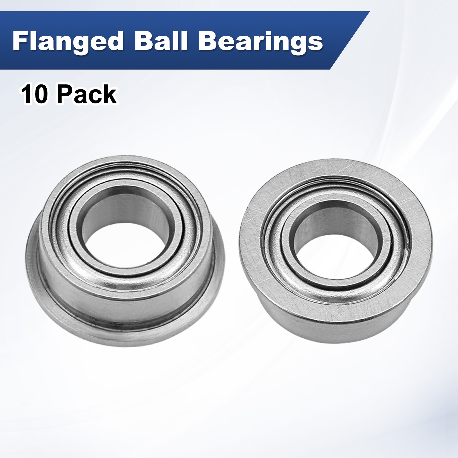 10-Pack MF105ZZ Flanged Ball Bearing, 5x10x4mm Metal Sealed Chrome Steel