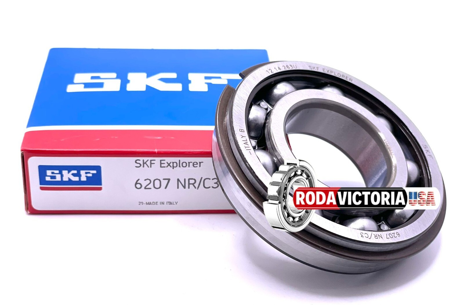 SKF 6207 NR DEEP GROOVE BALL BEARING, OPEN TYPE + SNAP RING 35x72x17 mm