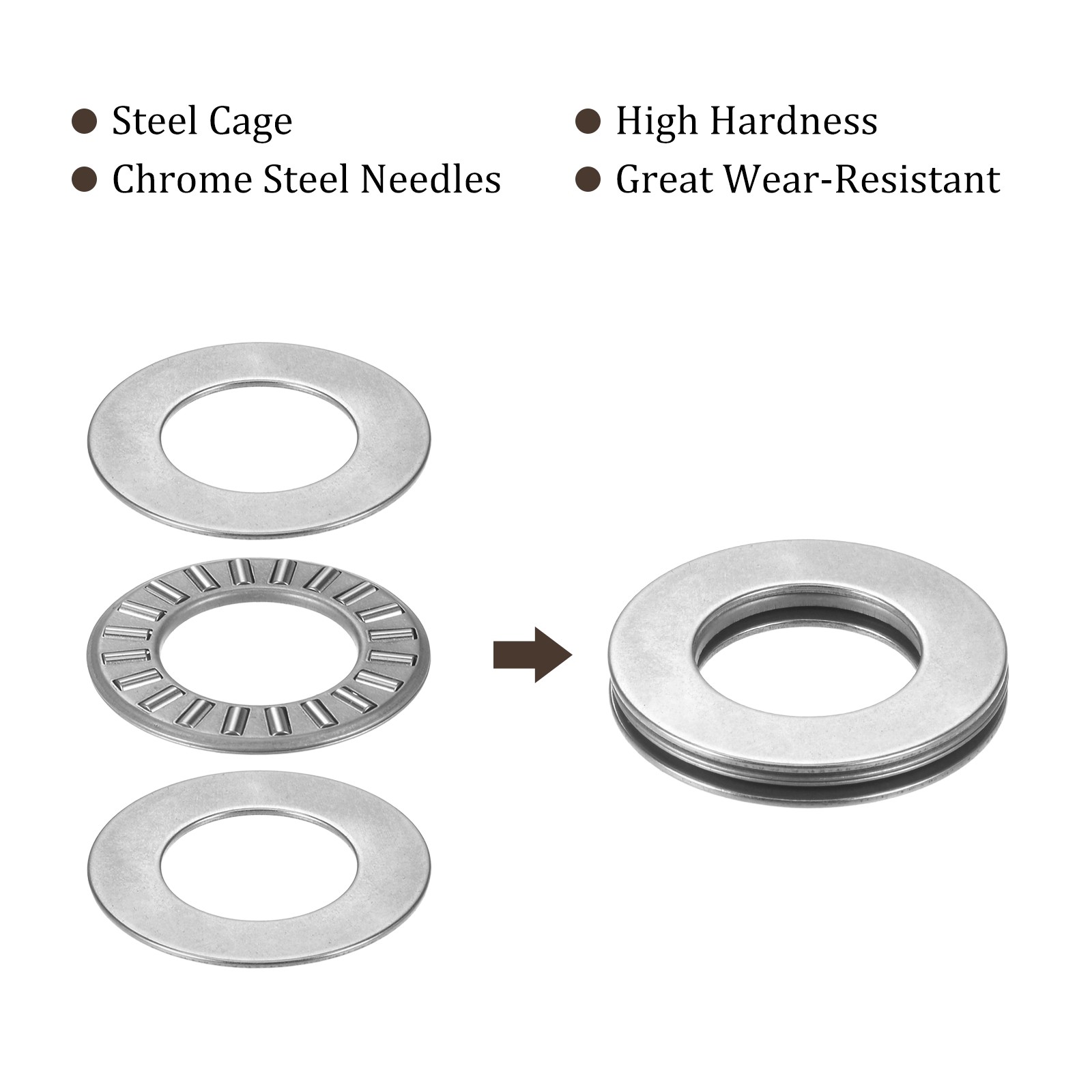 10pcs TC1018 Thrust Needle Roller Bearings 5/8″Bore Dia x 1-1/8″OD x 5/64″Thick