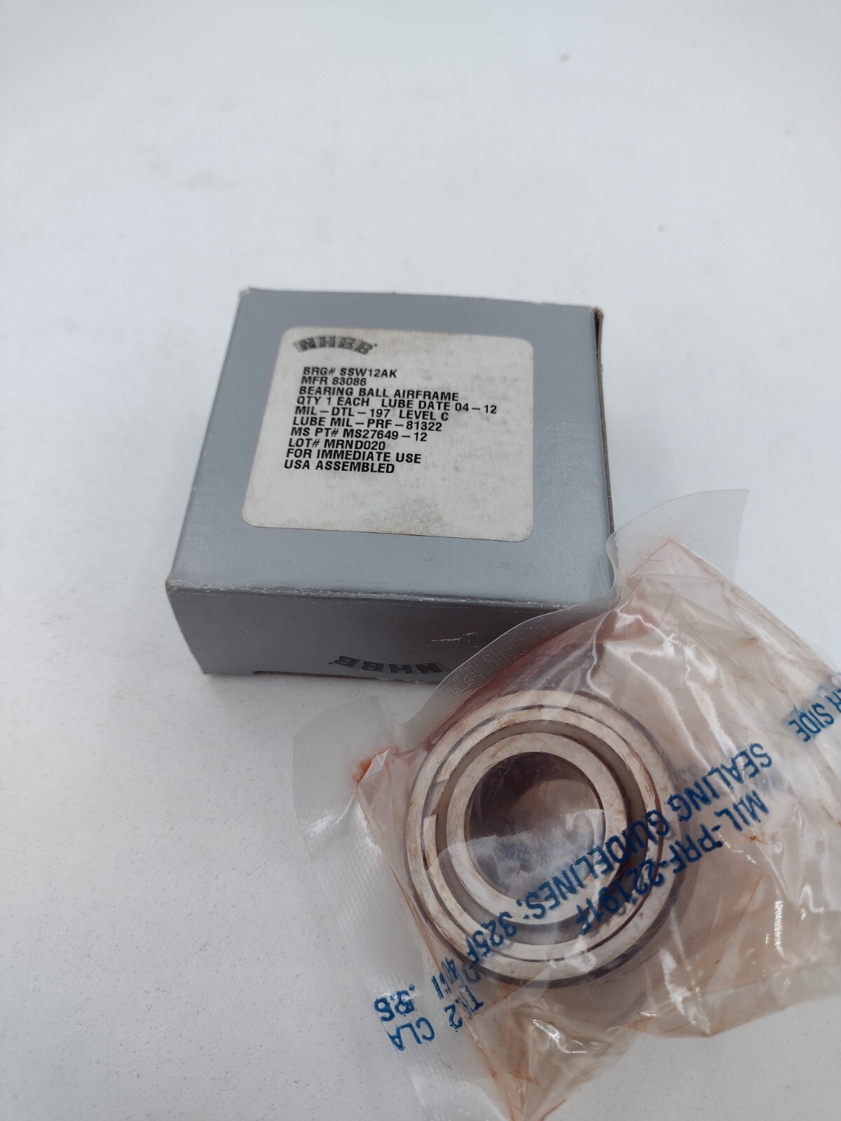 New Hampshire Ball Bearing NHBB SSW12AK Airframe Control Ball Bearing