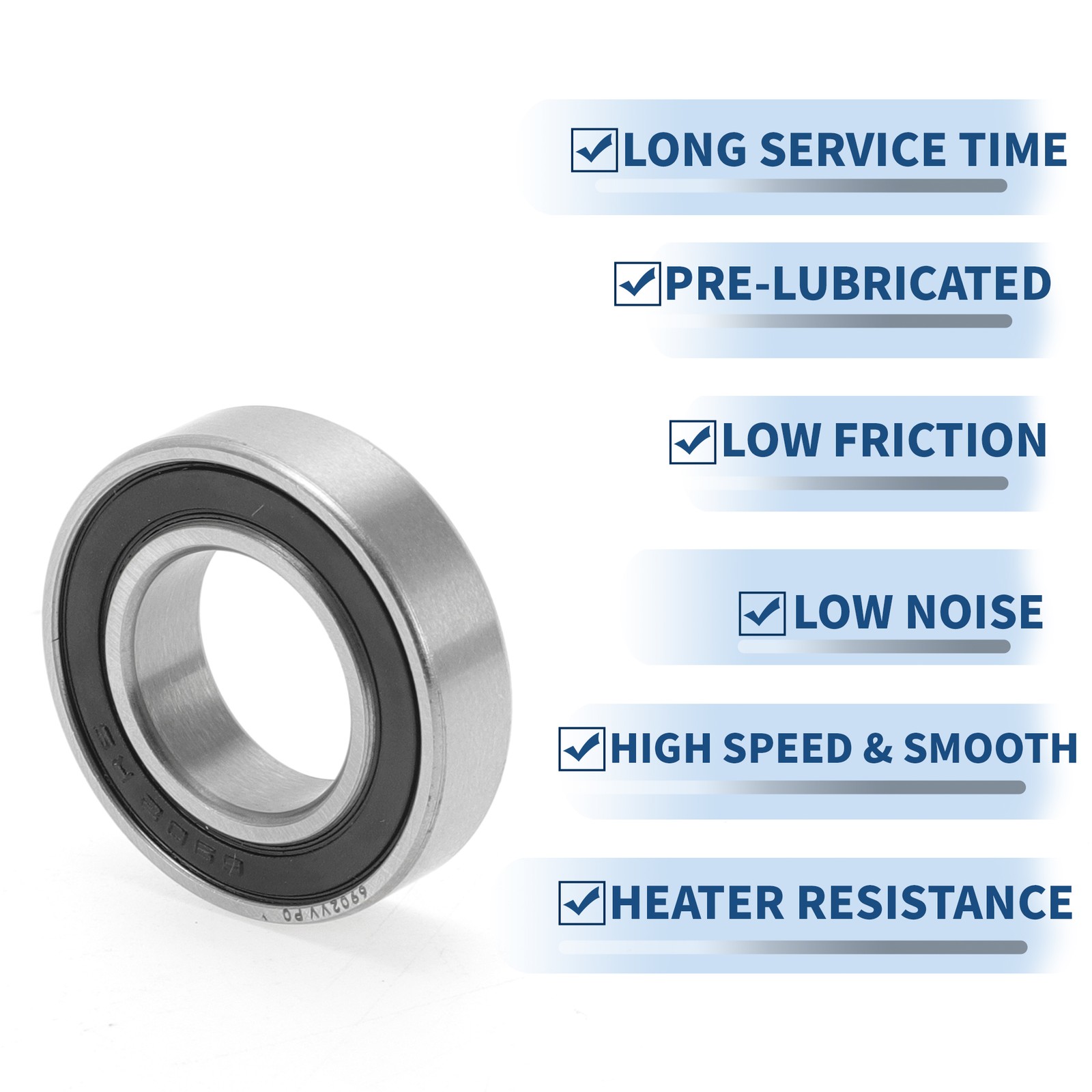 6902VV bearings 15x28x7mm 2pcs P0 double seal black silver
