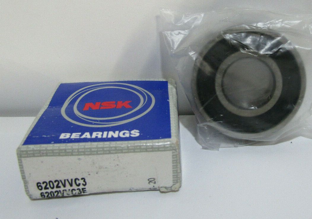 Lot of 3 New NSK 6202VVC3 Deep Groove Bearings, 15MM ID, 35MM OD, 11MM Width