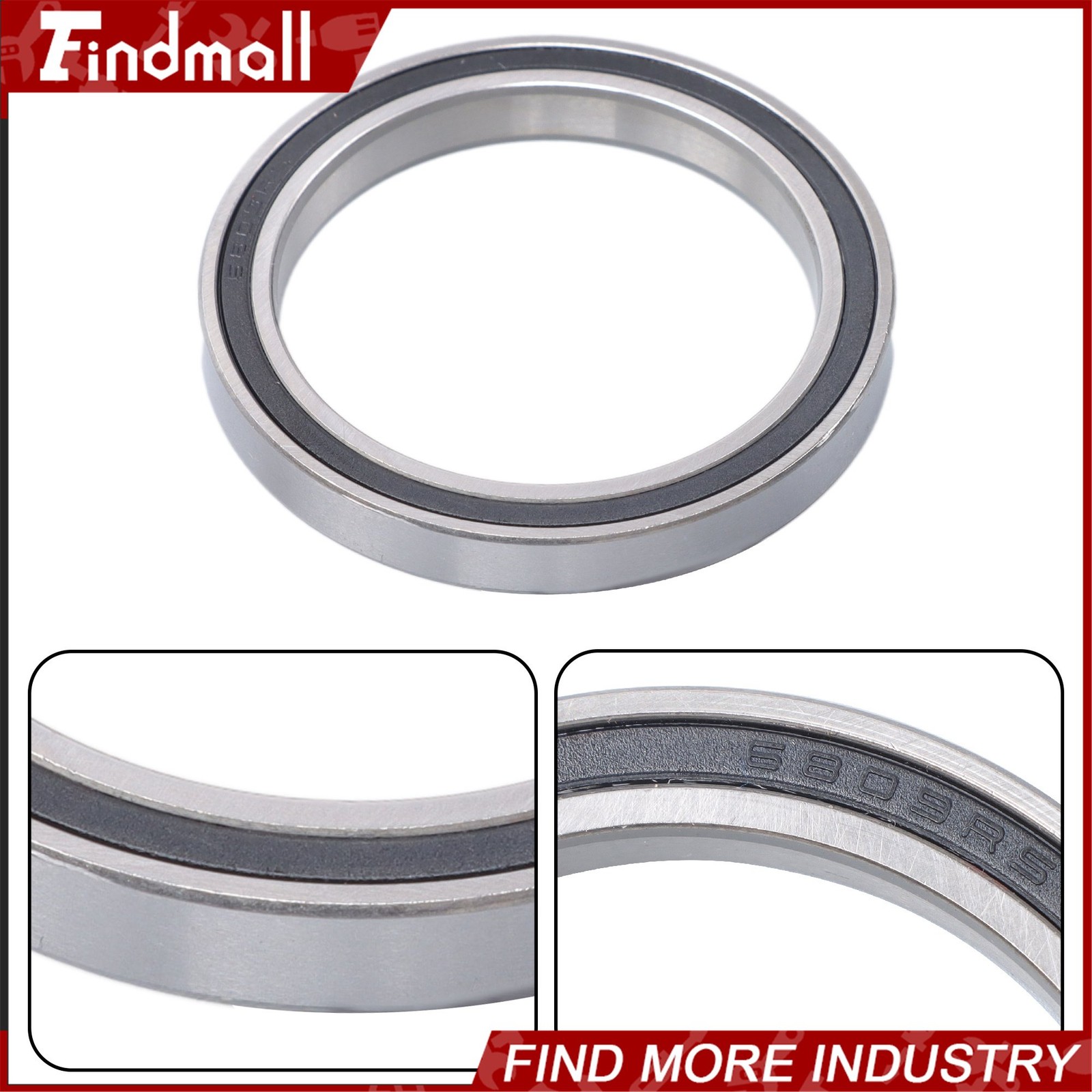 Findmall 6809-2RS 61809-2RS Bearings 10pcs 45x58x7mm Rubber Sealed Set