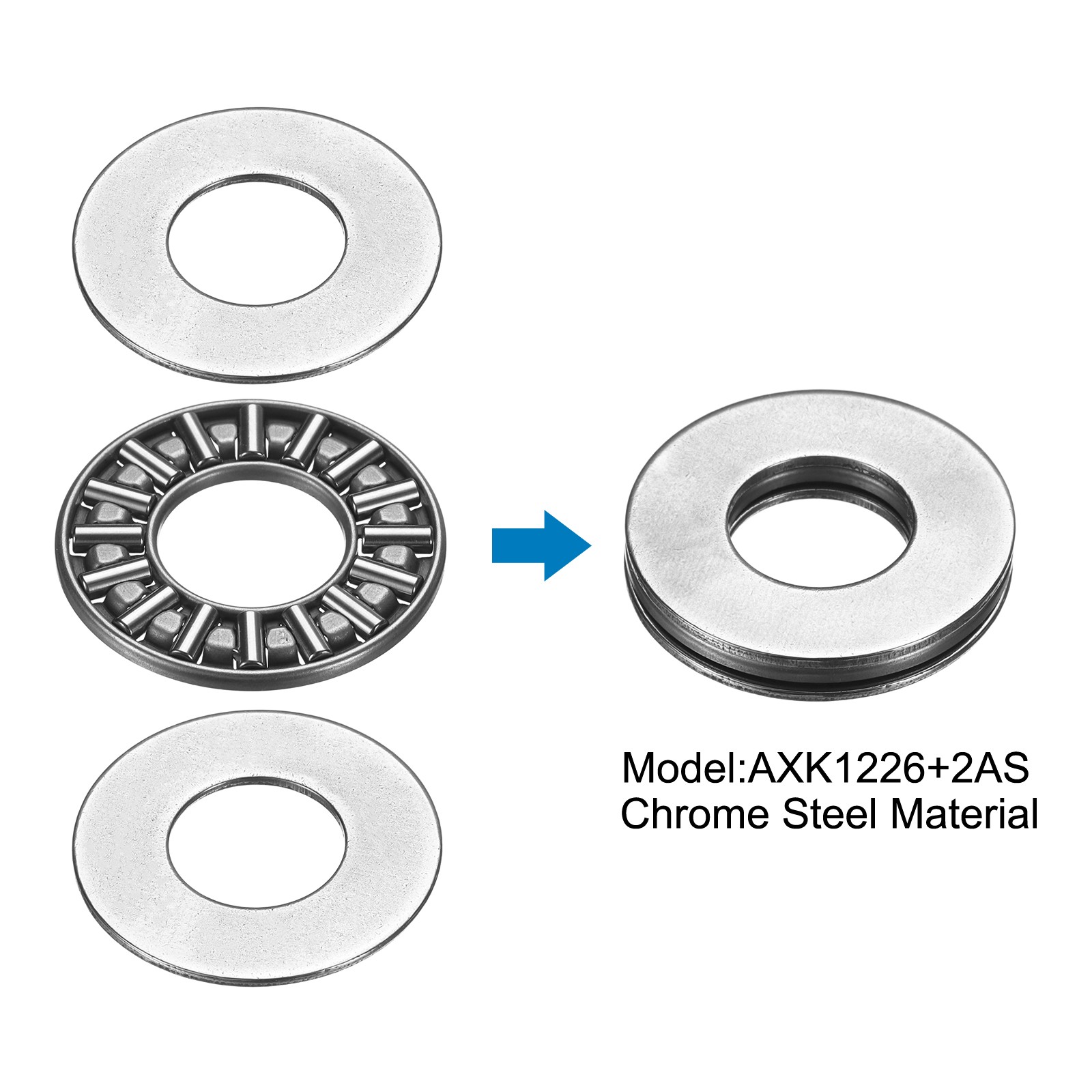 5 Sets AXK1226+2AS Thrust Needle Roller Bearings 12x26x4mm, P5 (ABEC 5)