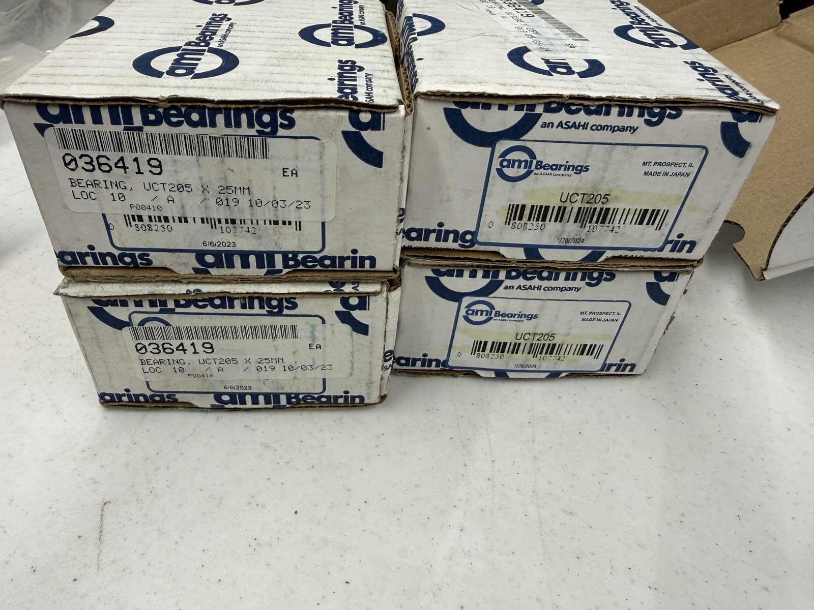 (5) AMI UCT205 X 25MM Take-Up Ball Bearing Units- Side Mount- Brand New In Box