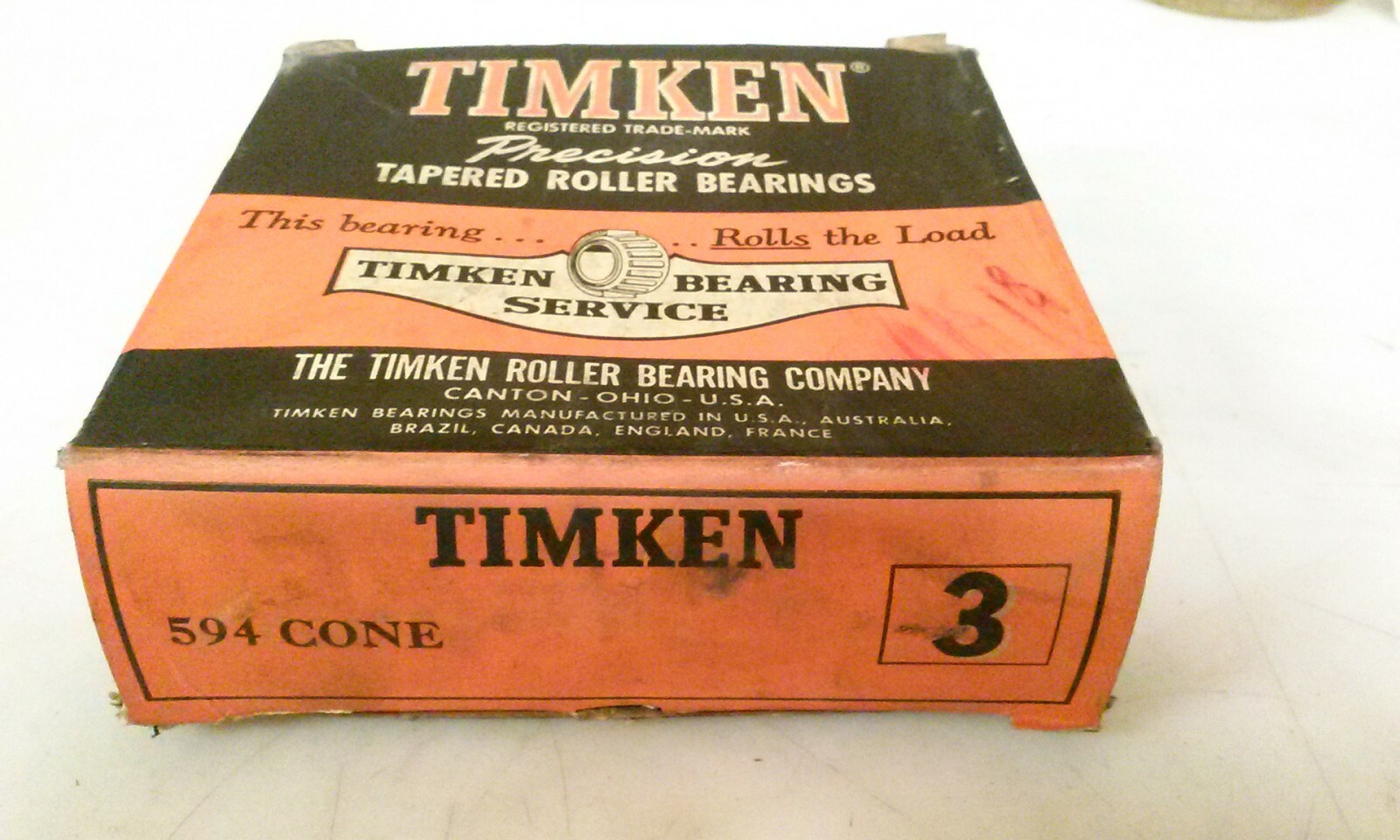 Timken 594-30000 Class 3 high precision bearing cone, made in USA.