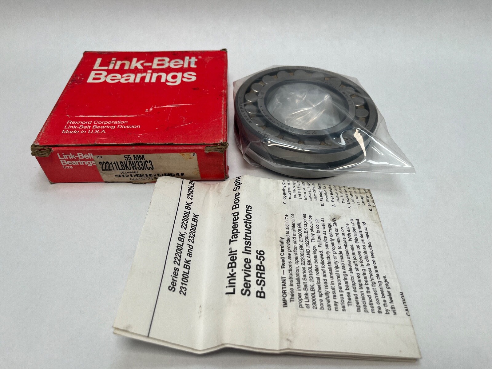 Link-Belt 22211LBKW33C3 Bearing 55x100x25mm 22211-LB-K-W33-C3 22211MB 22211M USA
