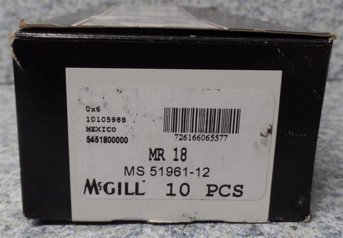 MCGILL MS 51961-12 MR 18 Lot of 10 PCS Needle Roller Bearing NEW