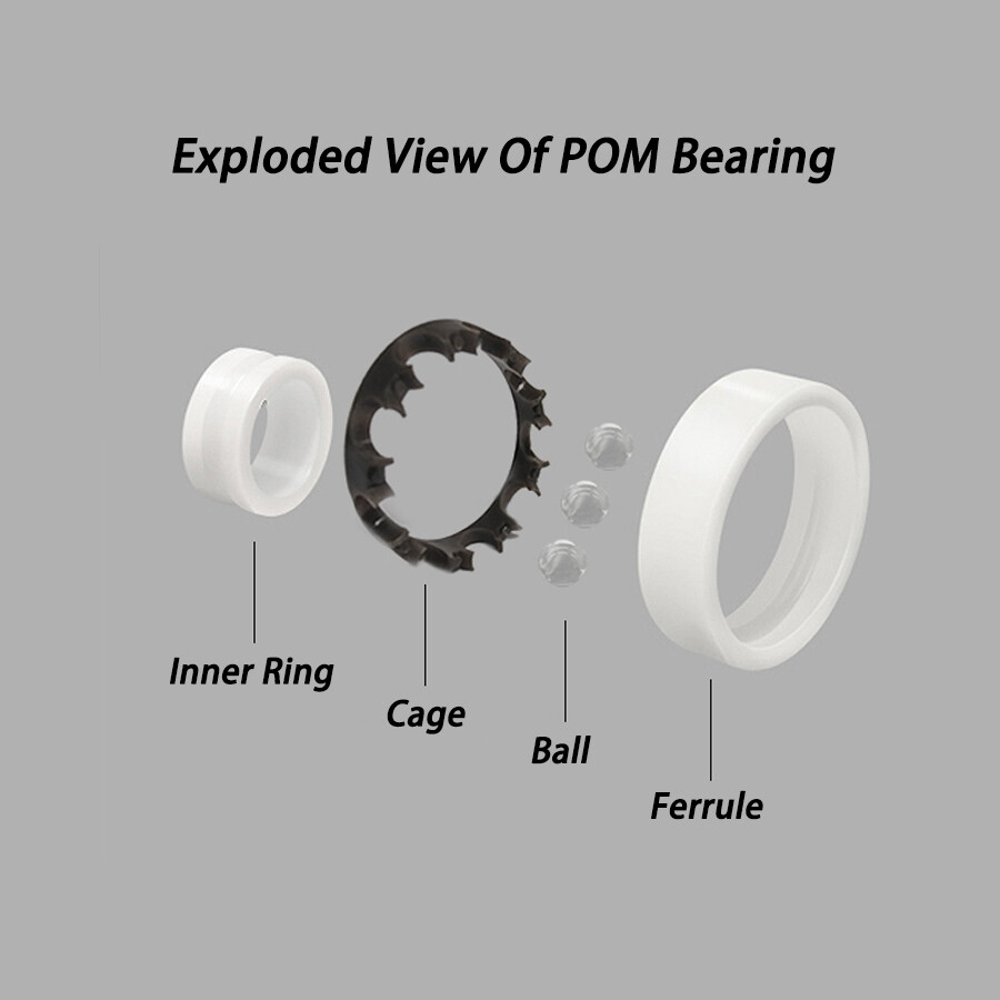 ID 3mm-60mm POM Plastic Deep Groove Ball Bearing Corrosion resistance Waterproof