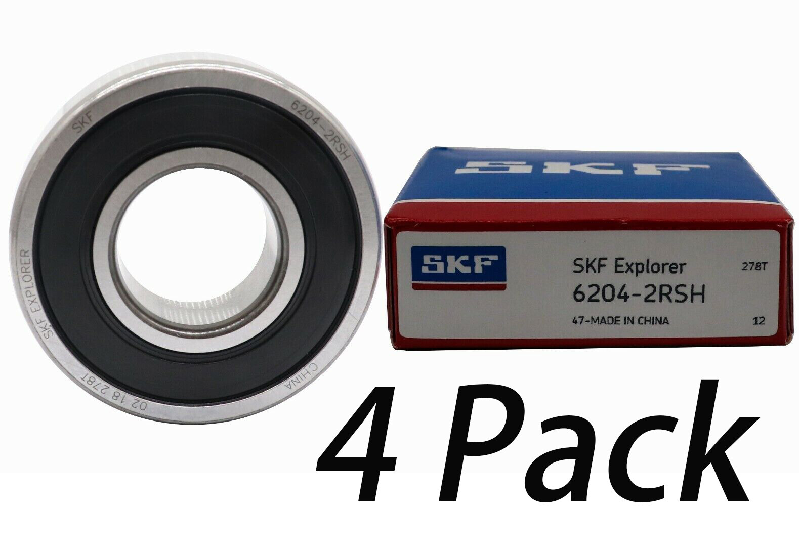 (4PACK) 6204-2RS C3 SKF Brand Rubber Seal Ball Bearing 20x47x14 6204 2RS 6204RS