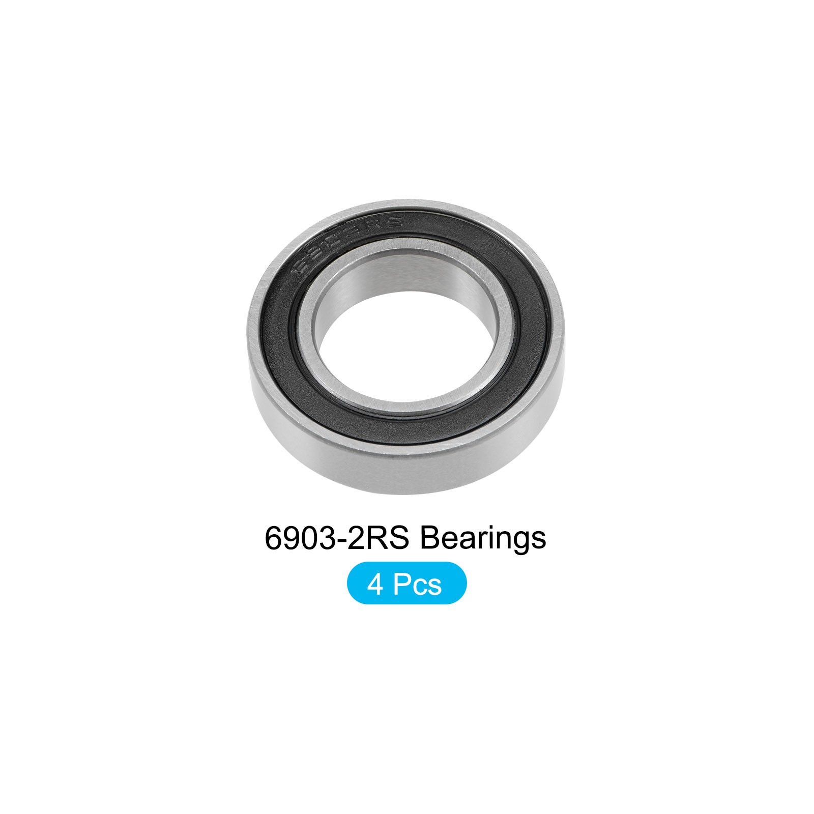 6903-2RS, 17mmx30mmx7mm, 4Pcs, Carbon Steel Double Sealed Industrial Bearings
