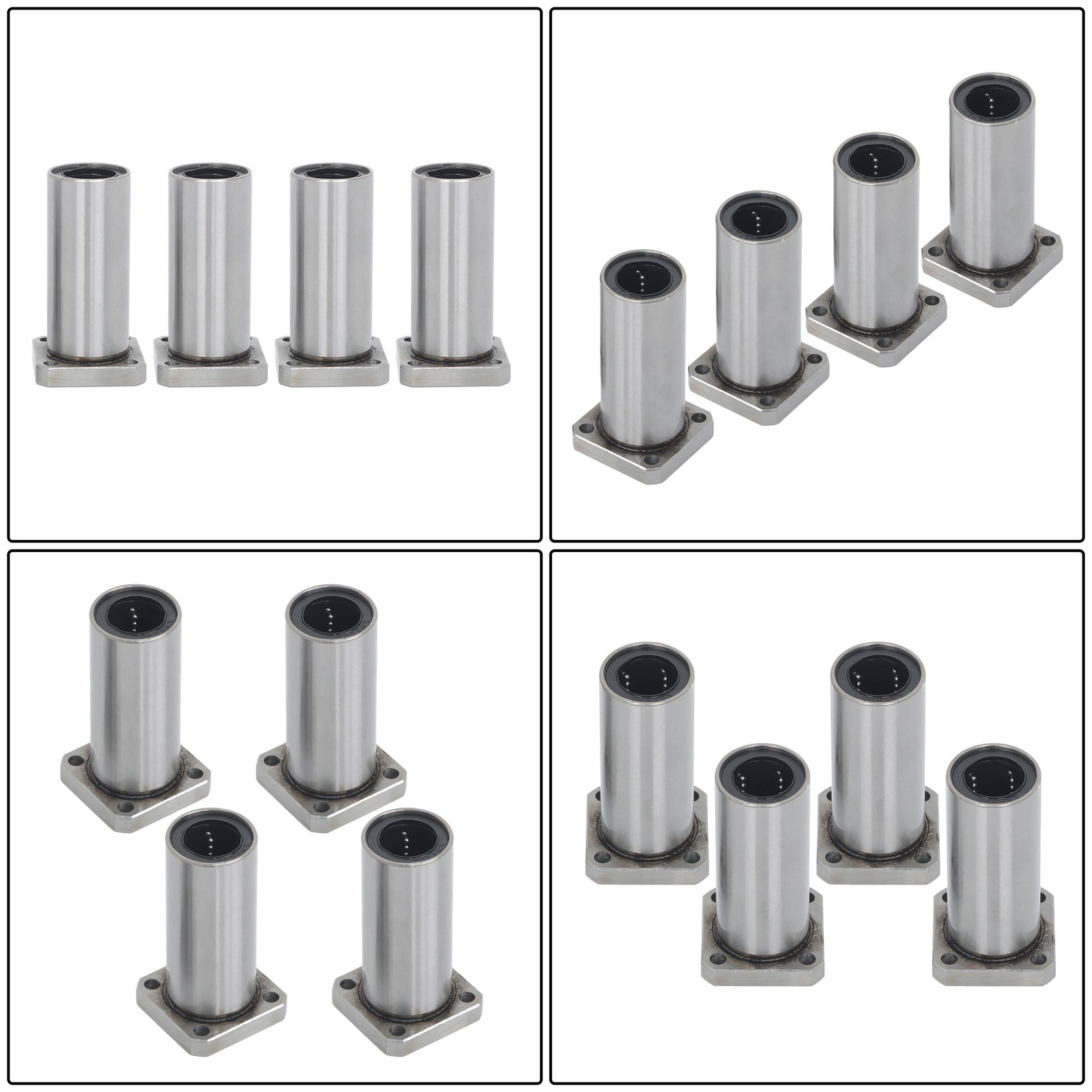 4 Pack LMK20LUU Linear Bearing 20x32x80mm Extra Long Square Flange Steel Cage