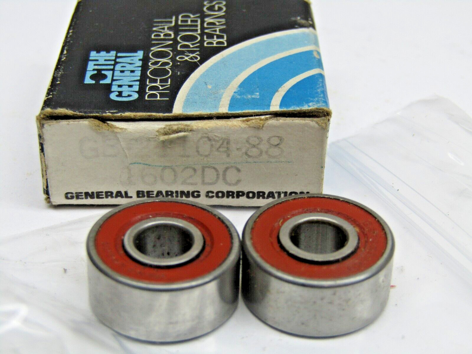 (Lot of 2) General Bearing 1602-DC GB-21104-88 1/4″X11/16″X 5/16″ Sealed Bearing