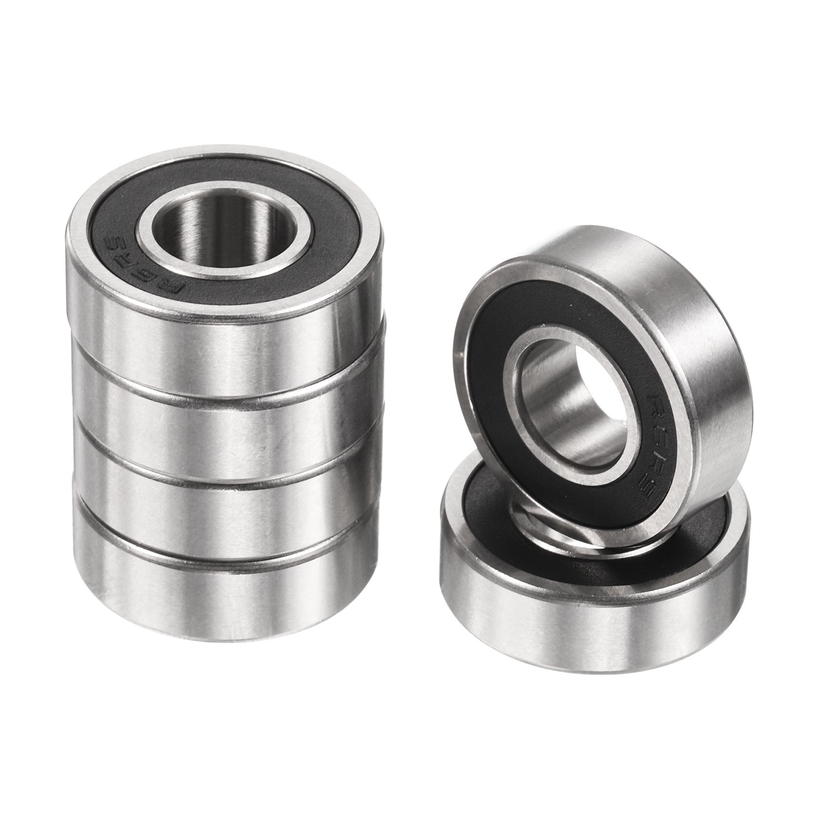 6pcs R6-2RS 3/8″ ID x 7/8″ OD x 9/32″ Height Z2 Ball Bearings, Silver Tone