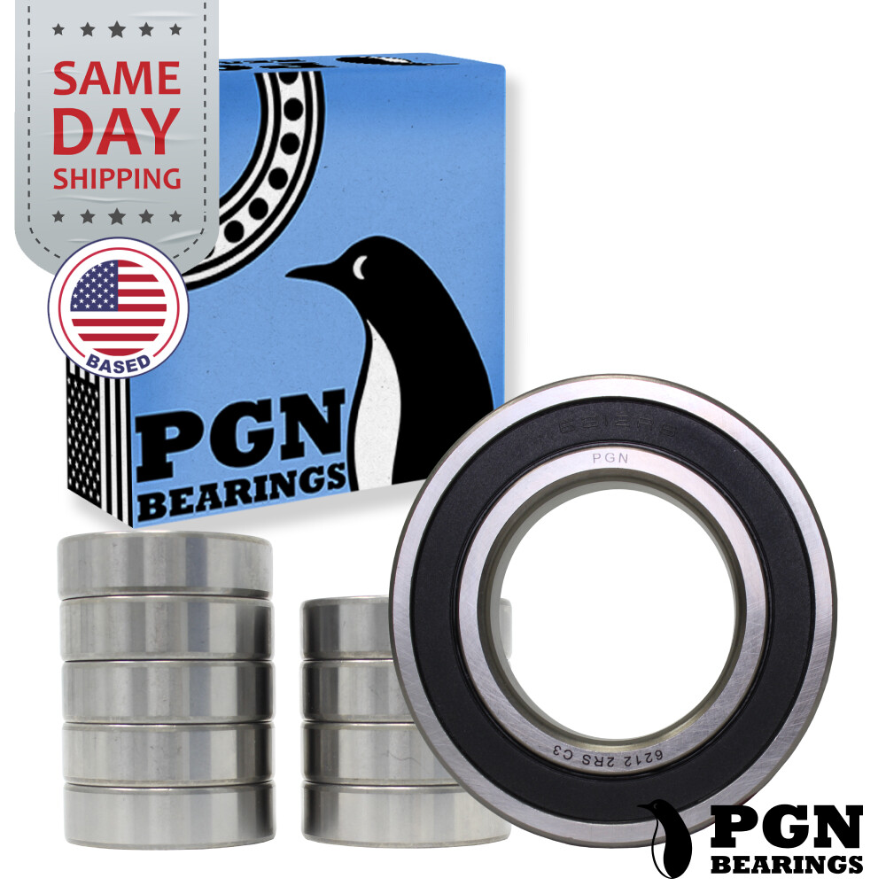 (10) 6212-2RS Premium Rubber Seal Ball Bearing C3 EMQ, 60x110x22, 6212 2RS