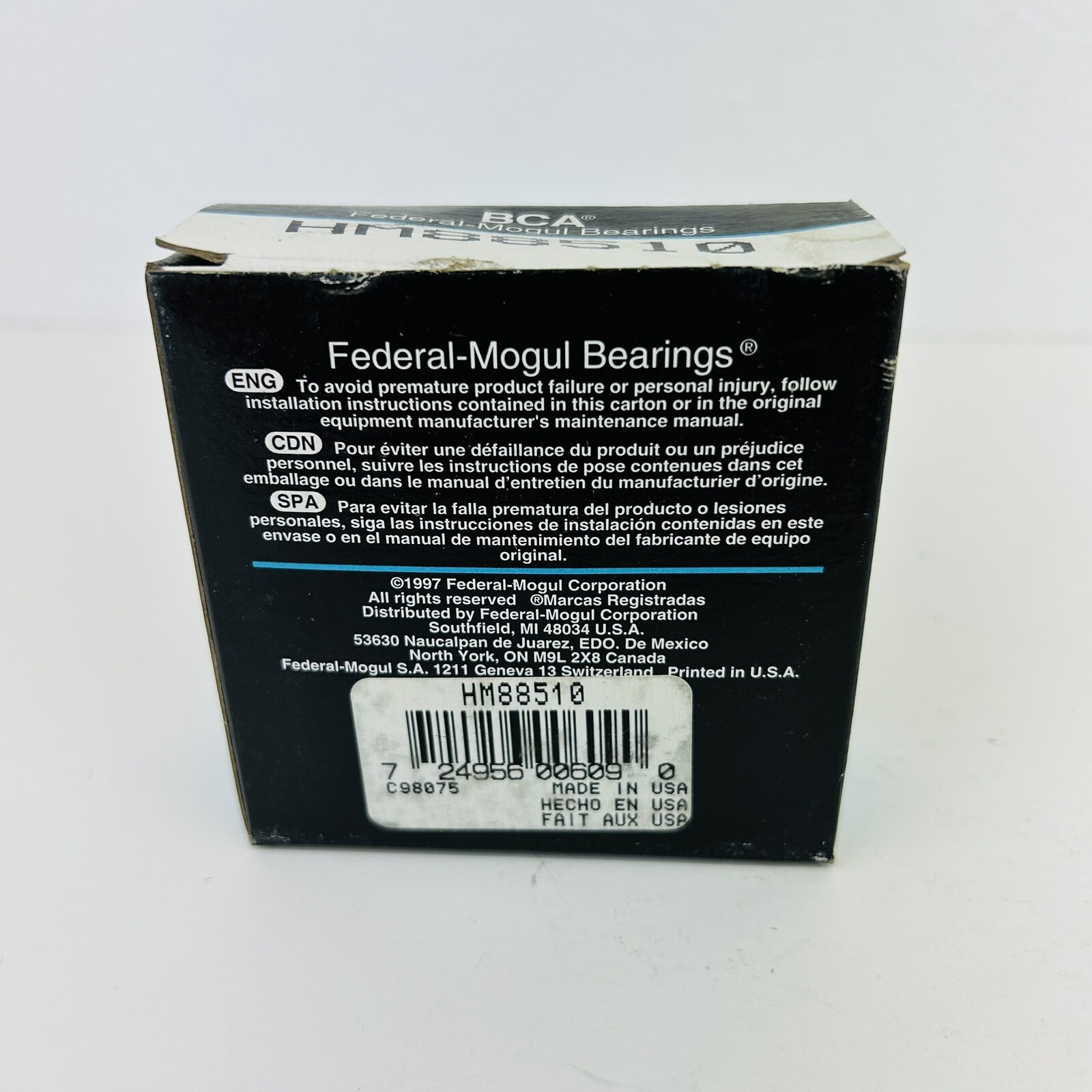 National Federal Mogul HM88510 Tapered Roller Bearing Cup New! NOS