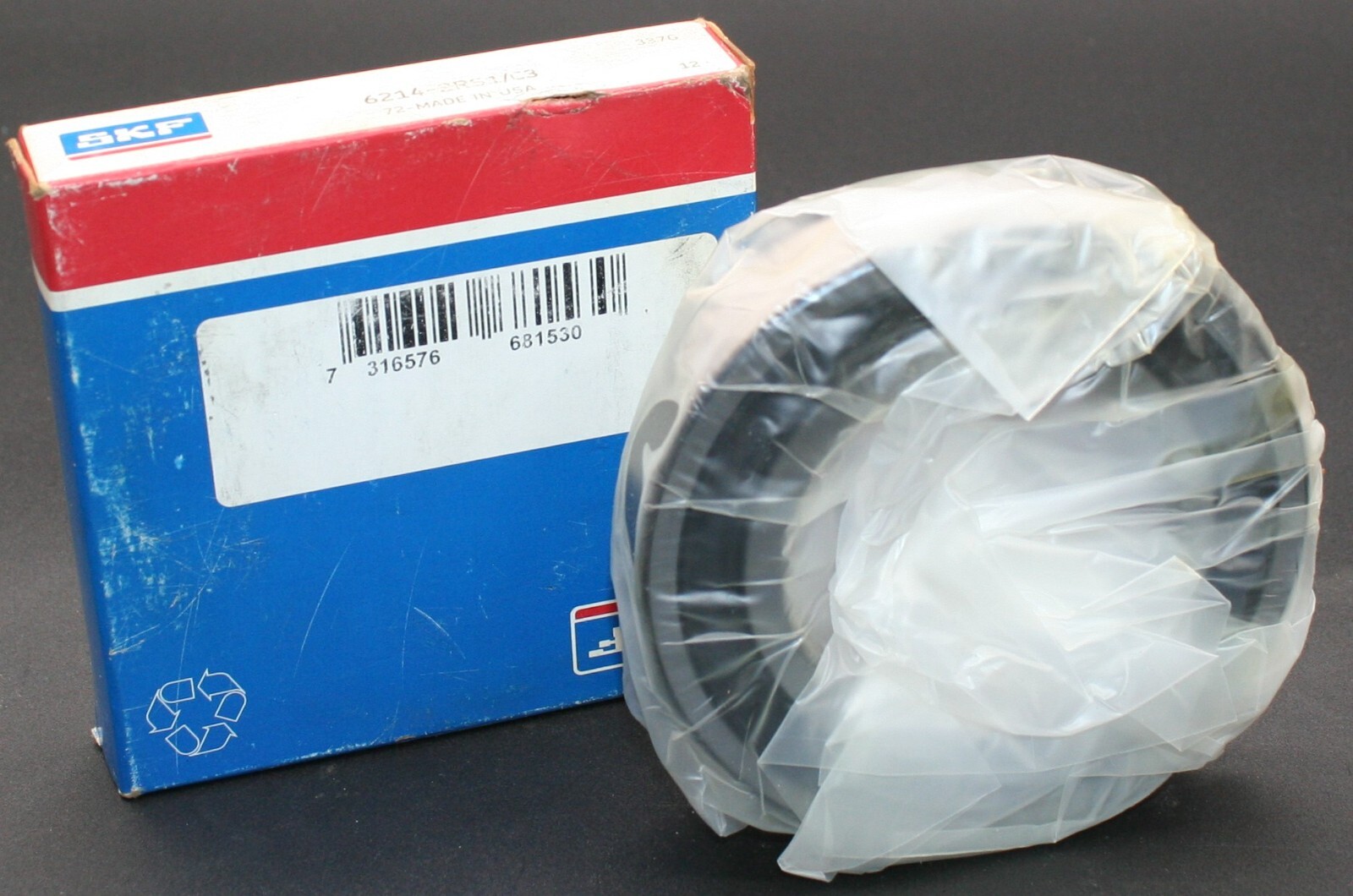 One (1) SKF 6214 2RS1/C3 Deep Groove Bearing 70MM ID USA NEW