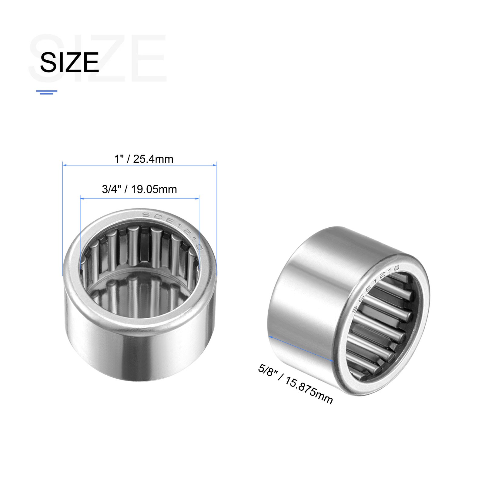 SCE1210 Needle Roller Bearings 3/4″ ID x 1″ OD x 5/8″ Height 5 Packs