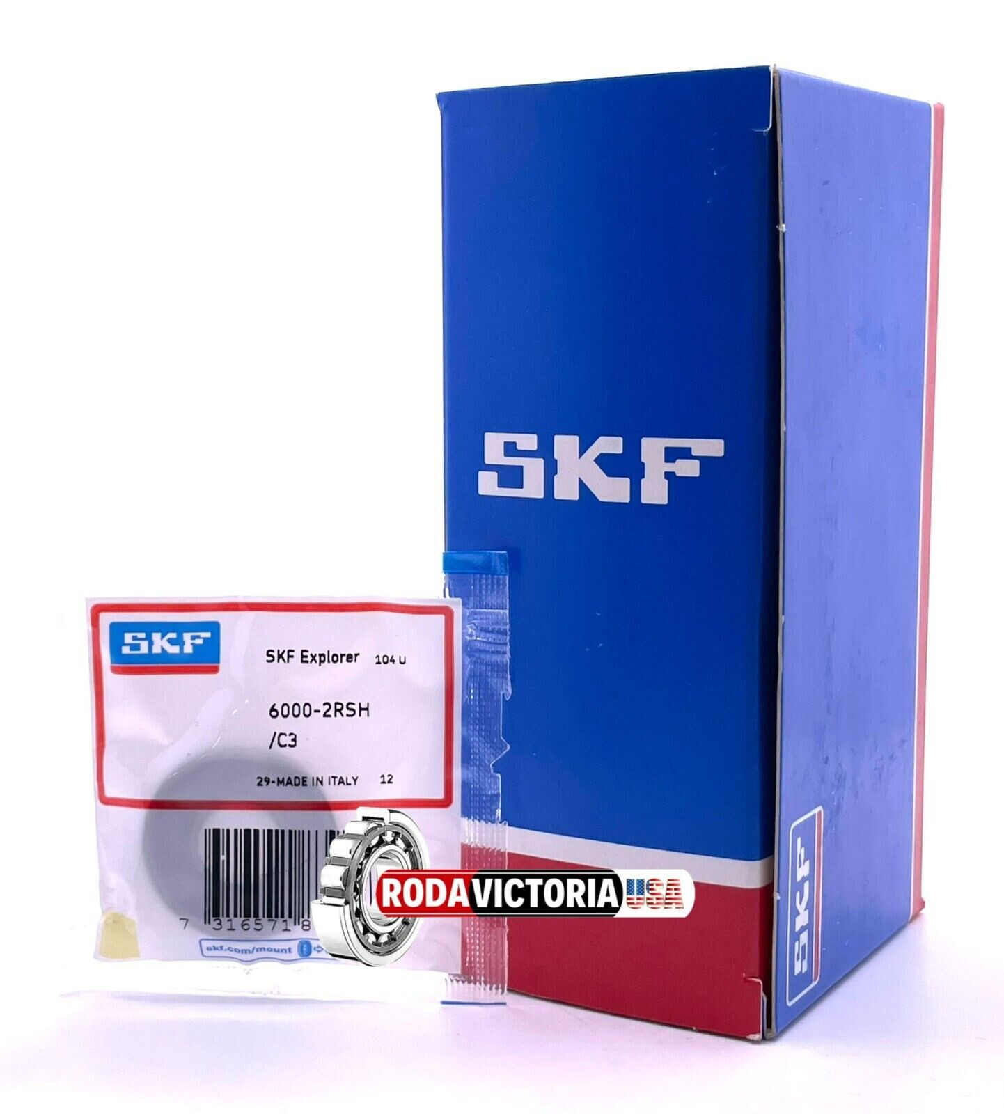 SKF 6000 2RSH DEEP GROOVE BALL BEARING, RUBBER SEALED 10x26x8 mm