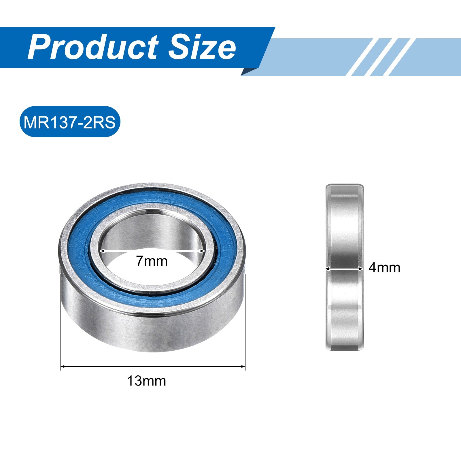 5Pcs MR137-2RS Deep Groove Bearing, 7x13x4mm Double Sealed Chrome Steel ABEC-7