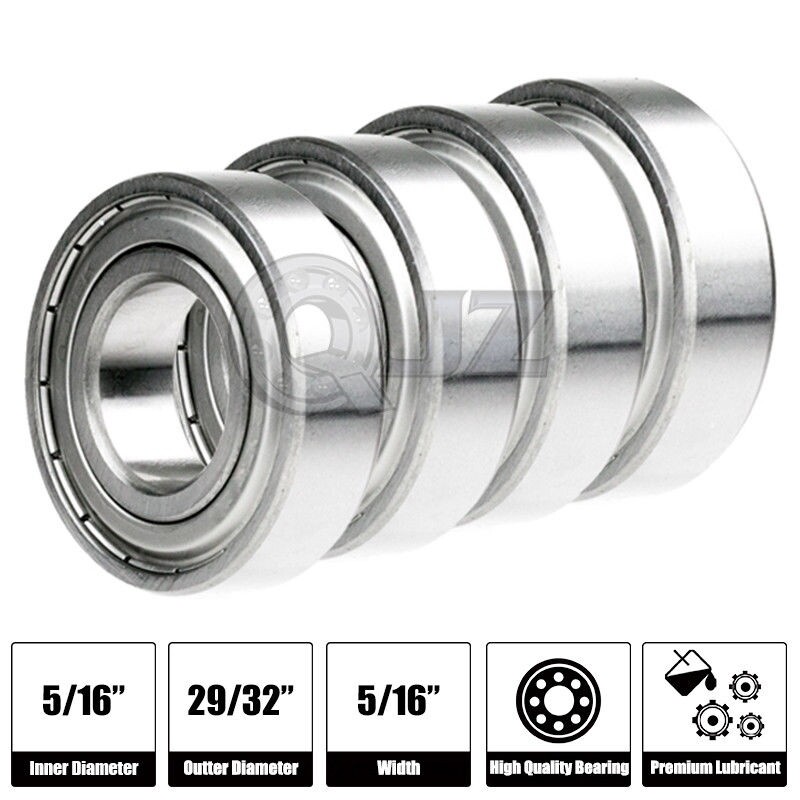 [Qty.4] 1605-ZZ Deep Groove Radial Ball Bearing [7.938mm x 23.019mm x 7.938mm]