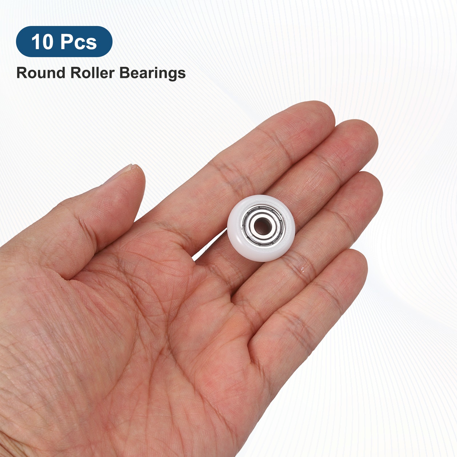 10Pcs 5x22x7mm Metal Shielded (GCr15) Chrome Steel Bearing+POM Guide, White