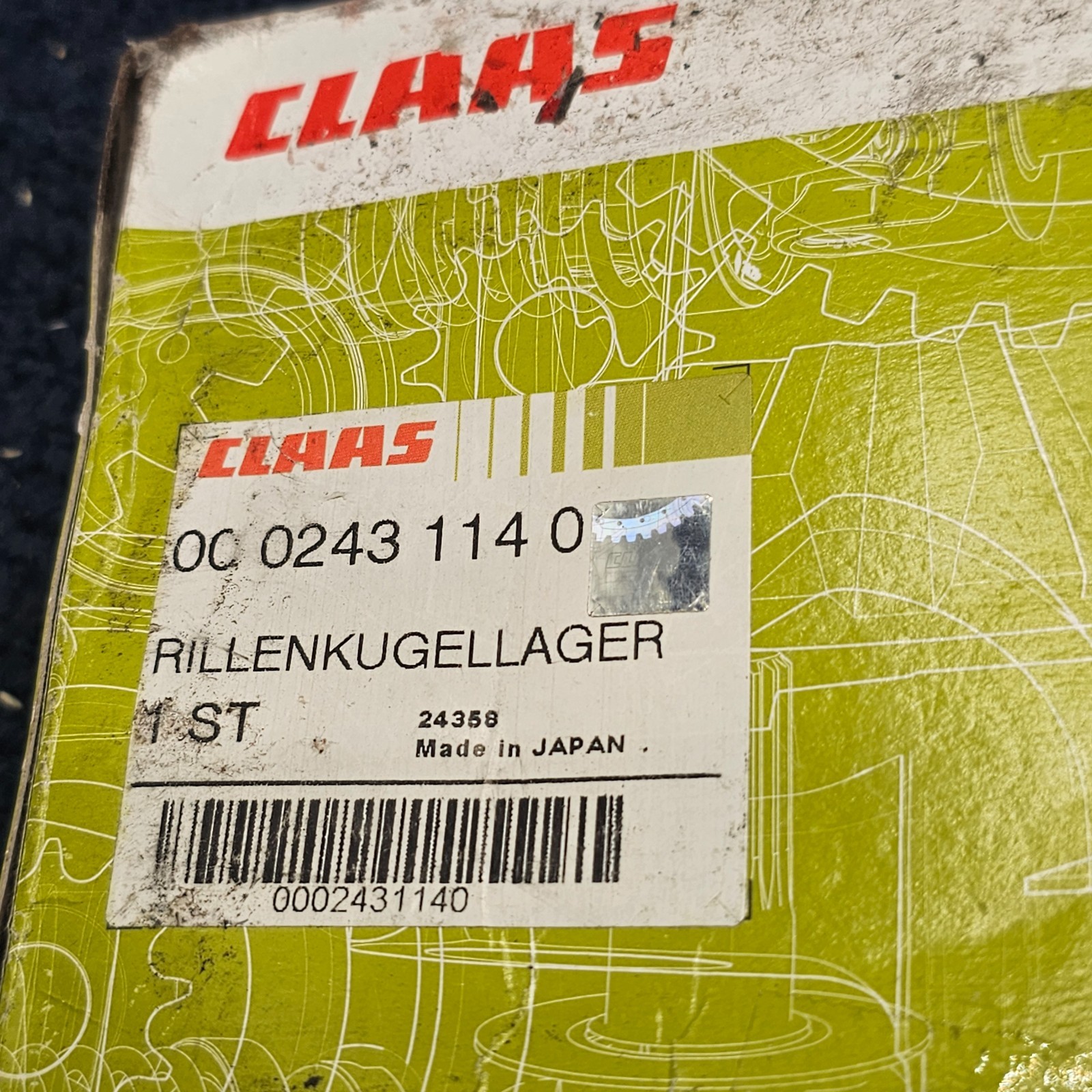 Claas 0002431140 Deep Groove Ball Bearing NTN 6016 22062413