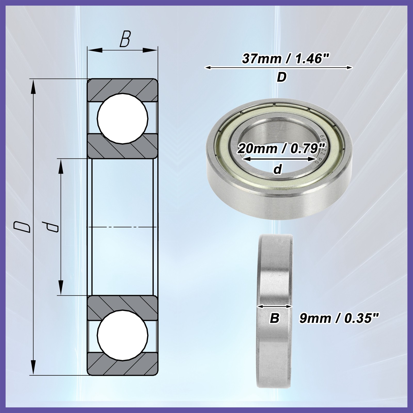 6904ZZ Deep Groove Ball Bearings P0 20x37x9 mm 1 Pc Scooter Skateboard Wheel