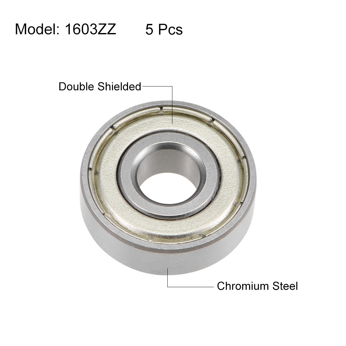 5pcs 1603ZZ Deep Groove Ball Bearings Z2 Double Shielded Chrome Steel