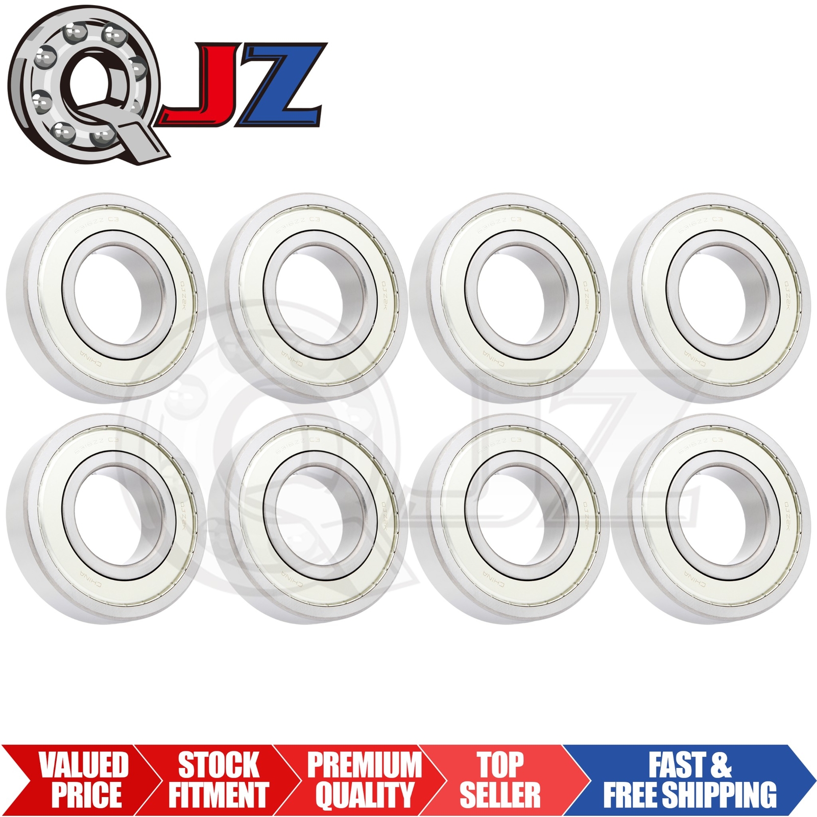 [Qty.8] 6316-ZZ Radial/Deep Groove Ball Bearing [80mm ID x 170mm OD x 39mm W]