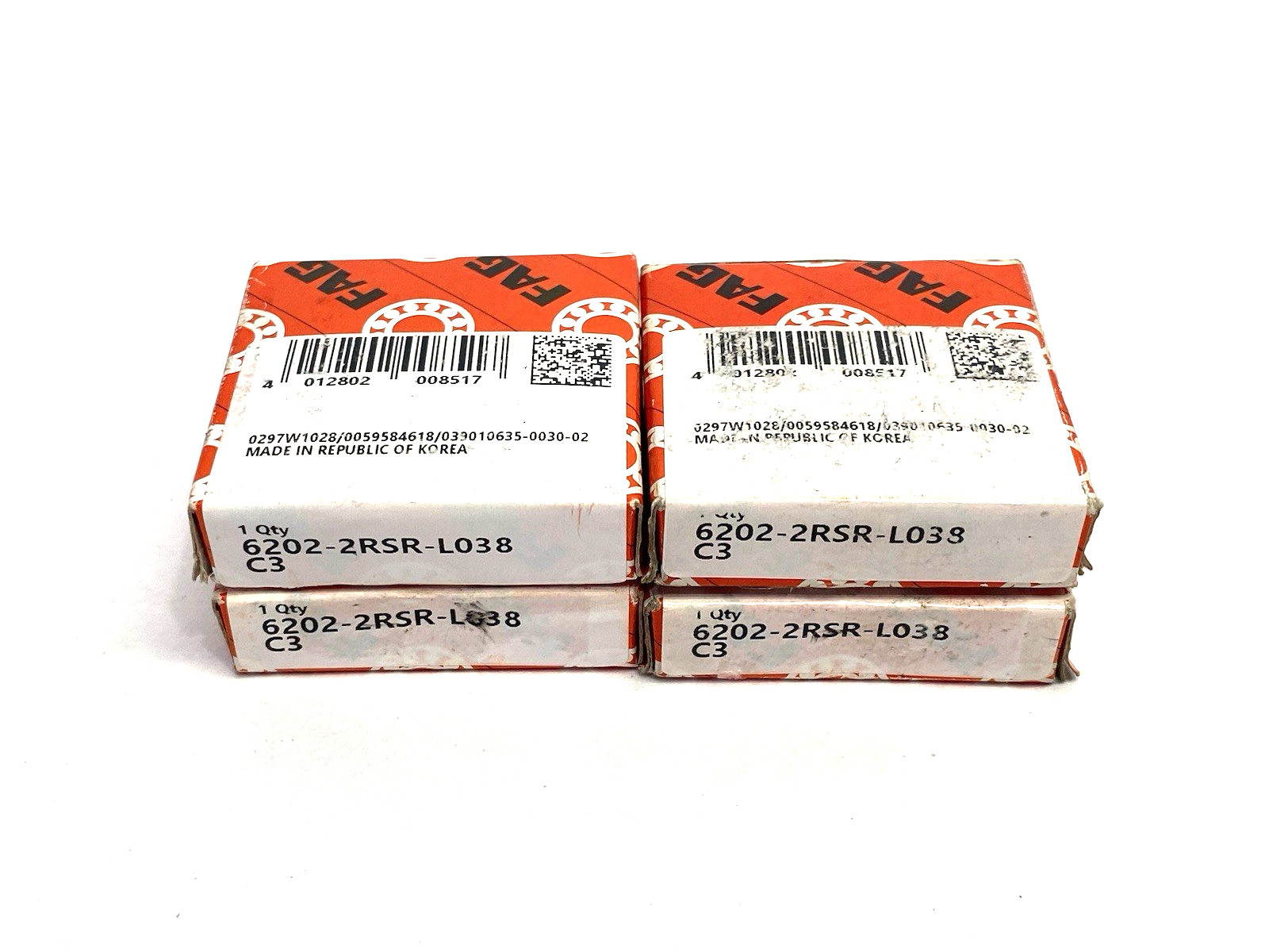 FAG 6202-2RSR-L038-C3 Radial/Deep Groove Ball Bearing LOT OF 4