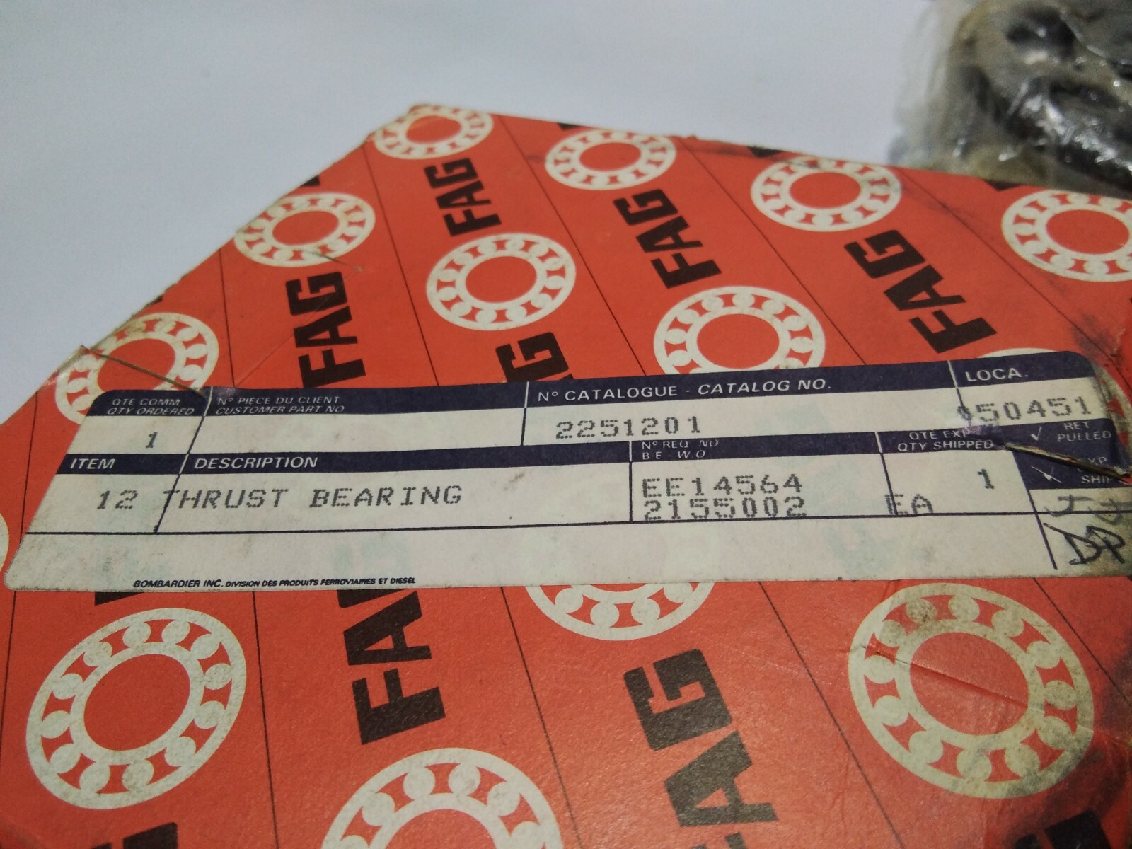 FAG 6312 BALL BEARING