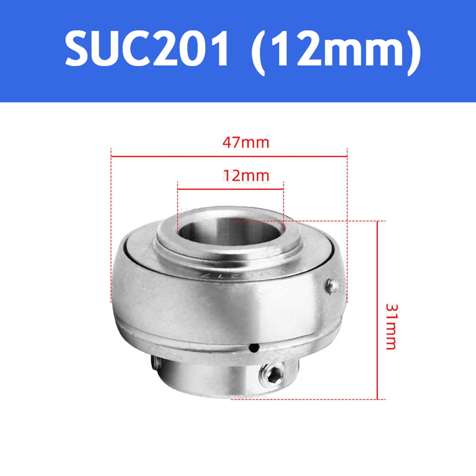 SUC/SSUC Outer Spherical Bearing 440/304 Stainless Steel With Screw Bore 12-85mm