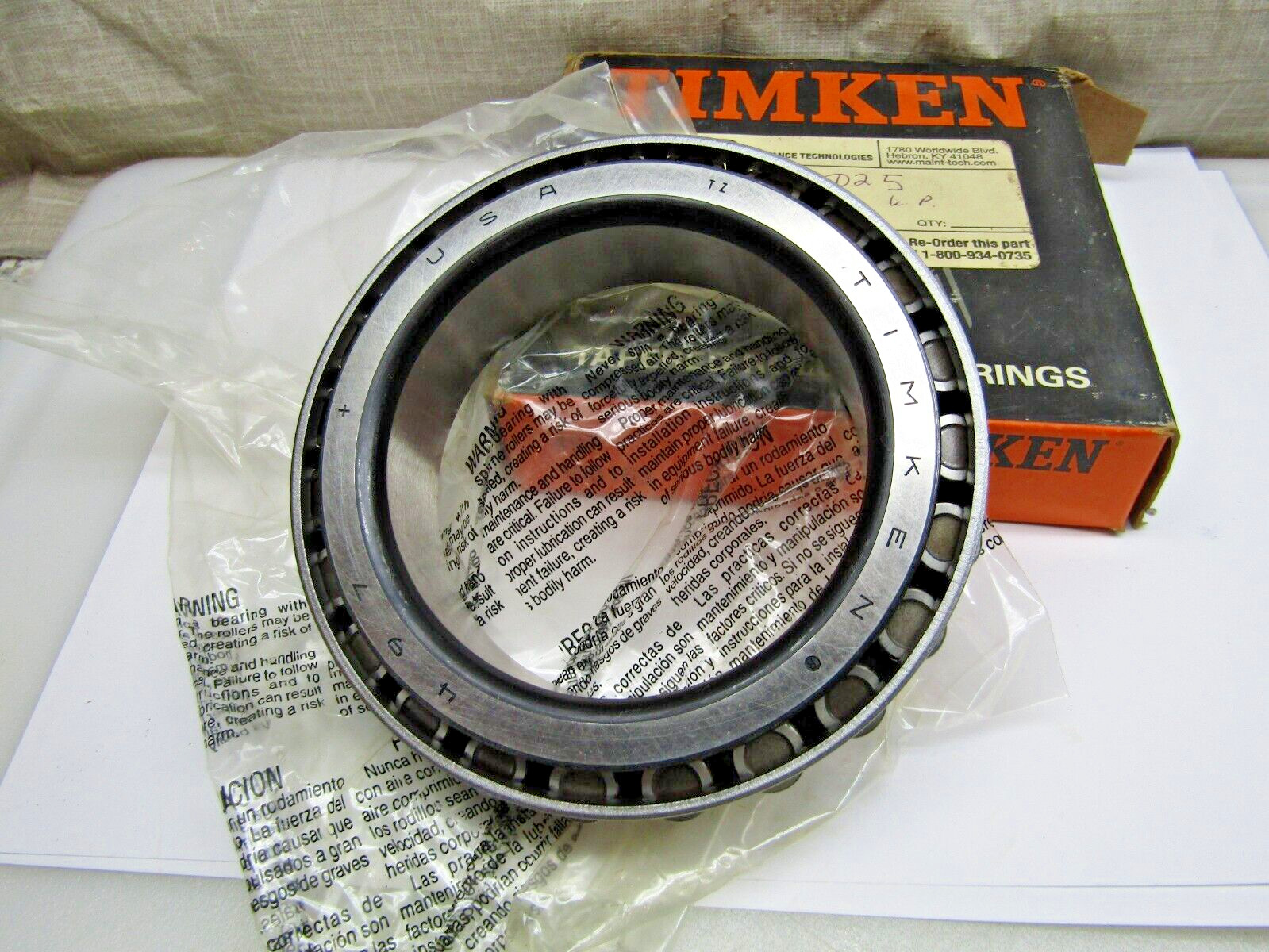 Timken 497 Tapered Roller Bearing Cone Cincinnati Mag Fives 108163