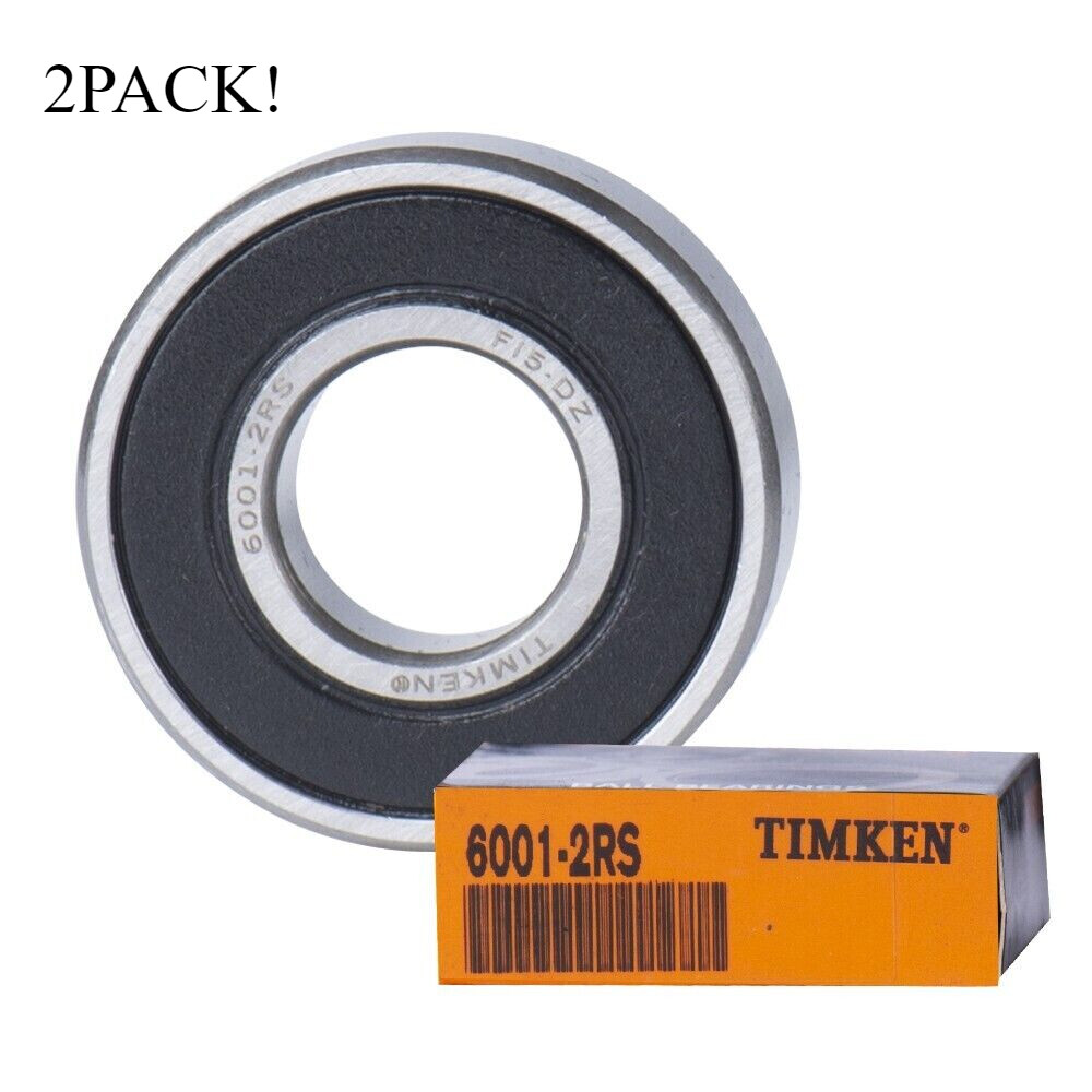 2PACK USA TIMKEN 6001-2RS 12X28X8MM Double Rubber Seal Ball Bearings 6001RS