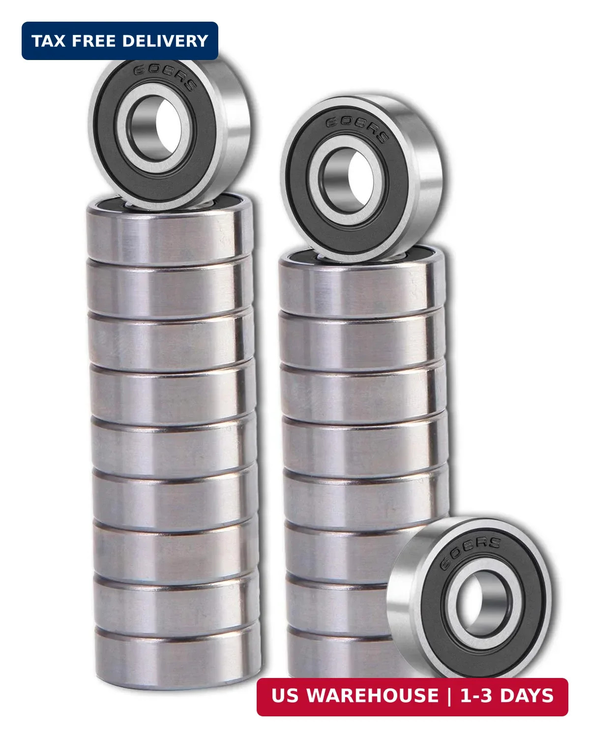 20 Pcs 608 2RS Ball Bearings – Bearing Steel and Double Rubber Sealed Miniature