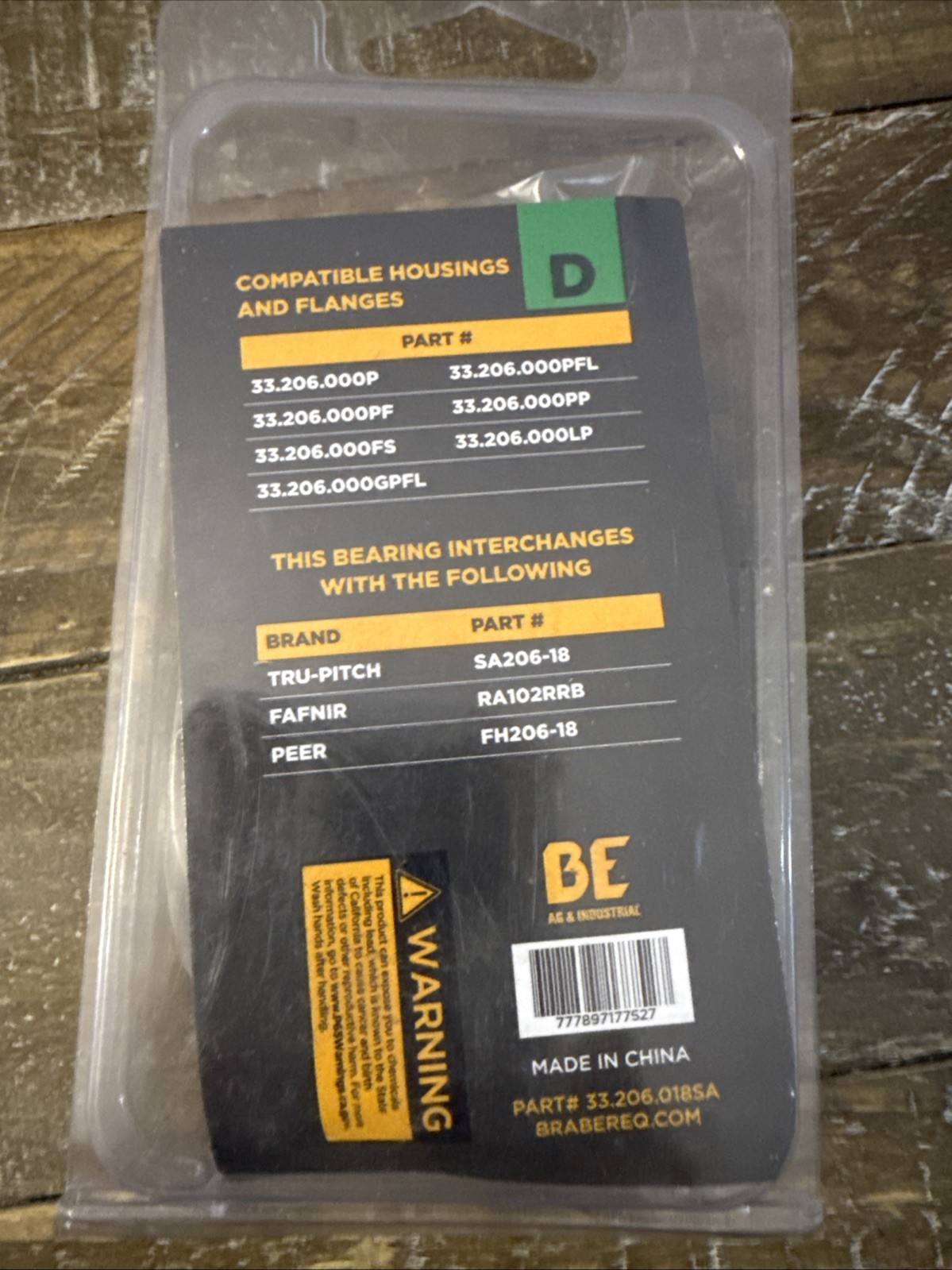 BE Co Bearing Insert With Collar 1-1/8”Pre Lube
