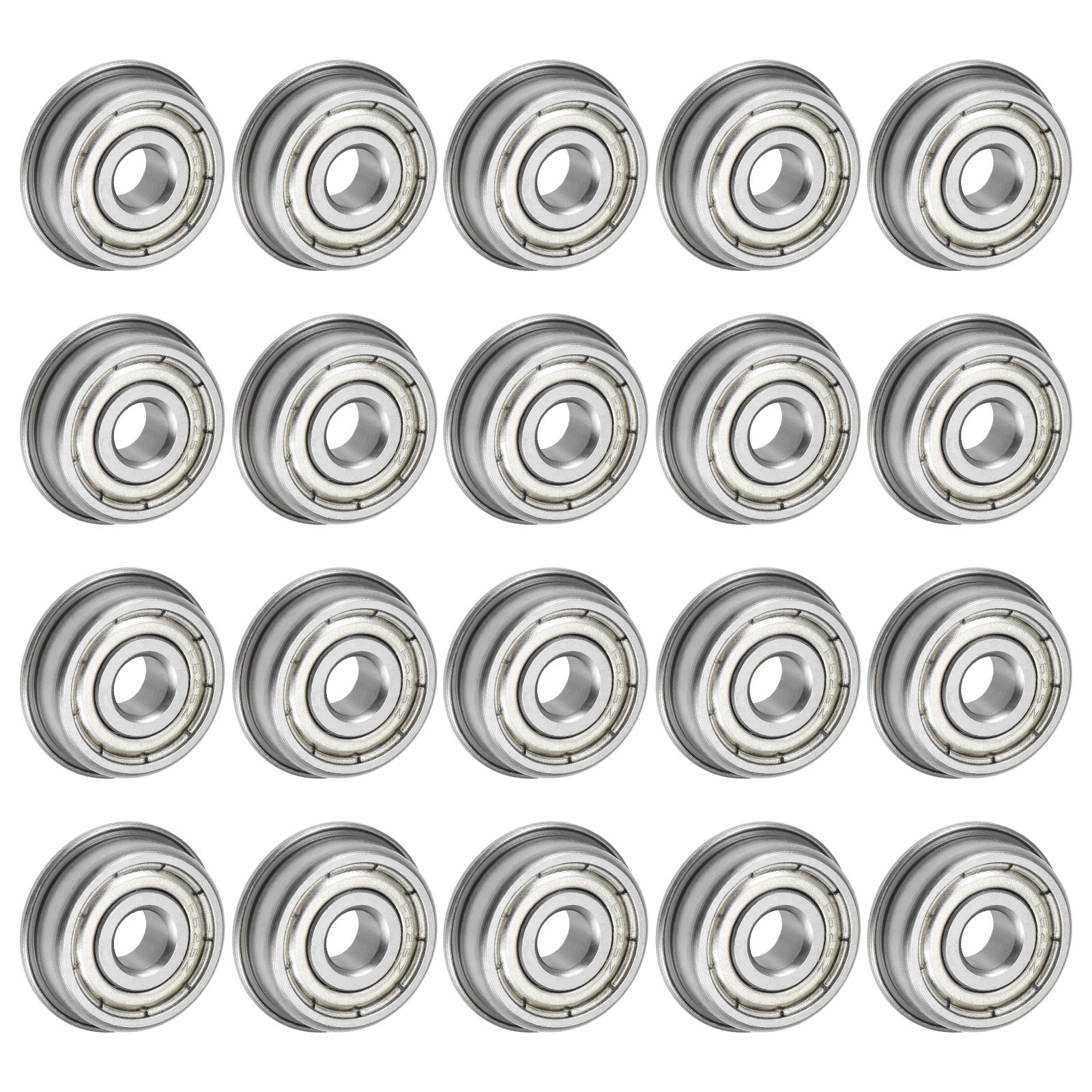 20Pcs F625ZZ Flanged Ball Bearing 5x16x5mm Double Shielded Chrome Steel