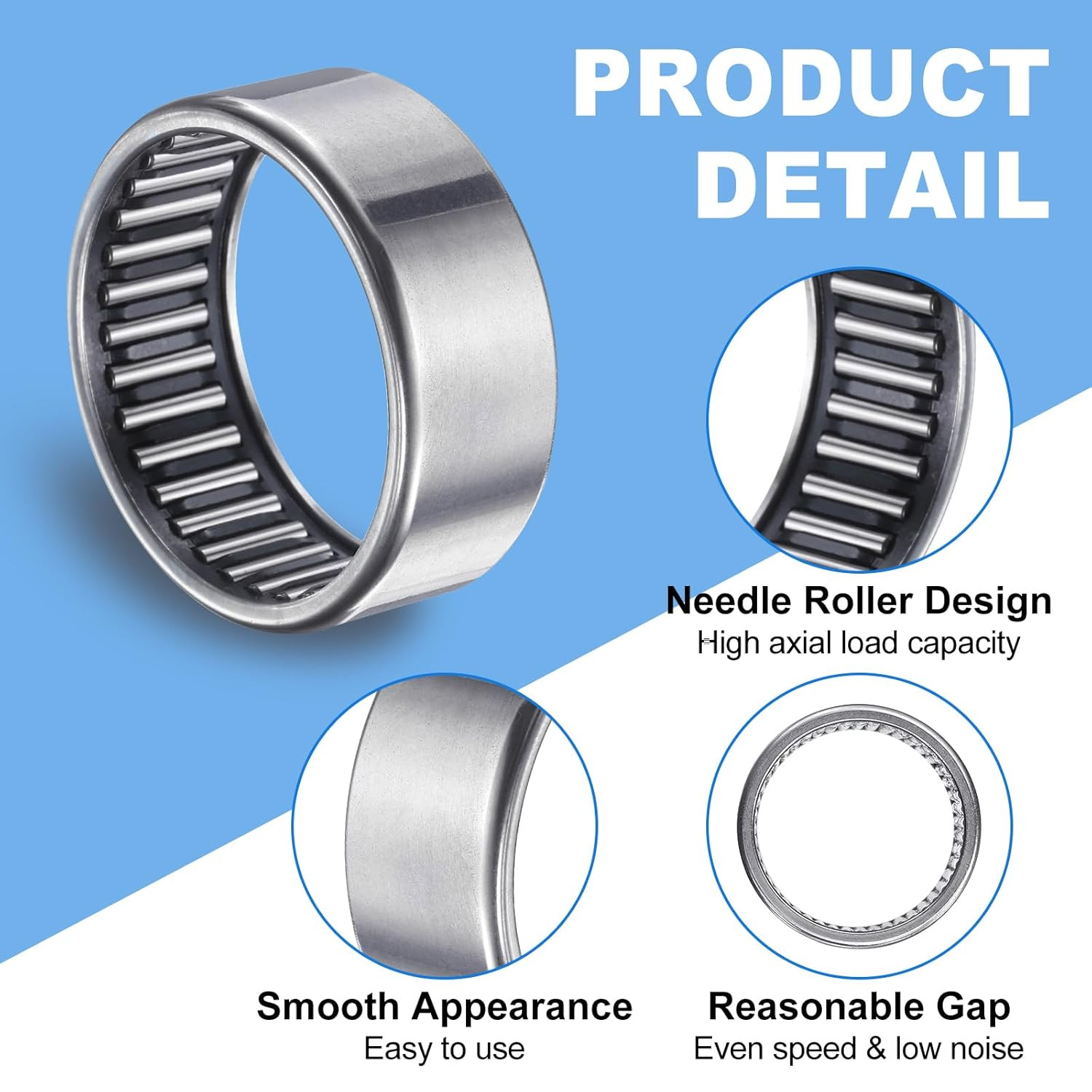 Uxcell SCE1012 Needle Roller Bearings 5/8-Inch Bore 13/16-Inch OD 3/4-Inch Widt