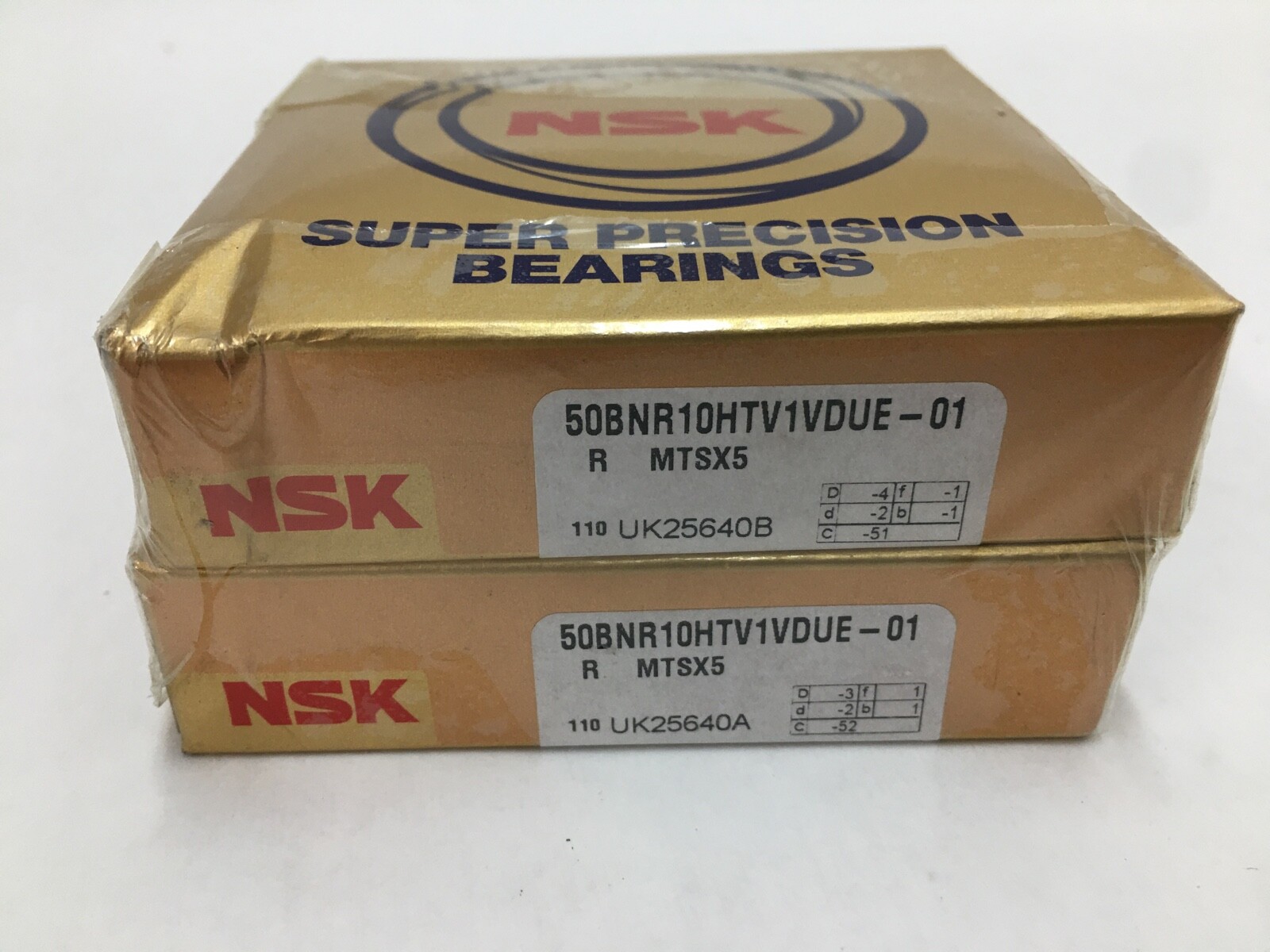 NSK 50BNR10HTV1VDUE-01 Angular Contact Bearing 50x80x32mm 50 BNR10HTV1V DUE 2pcs