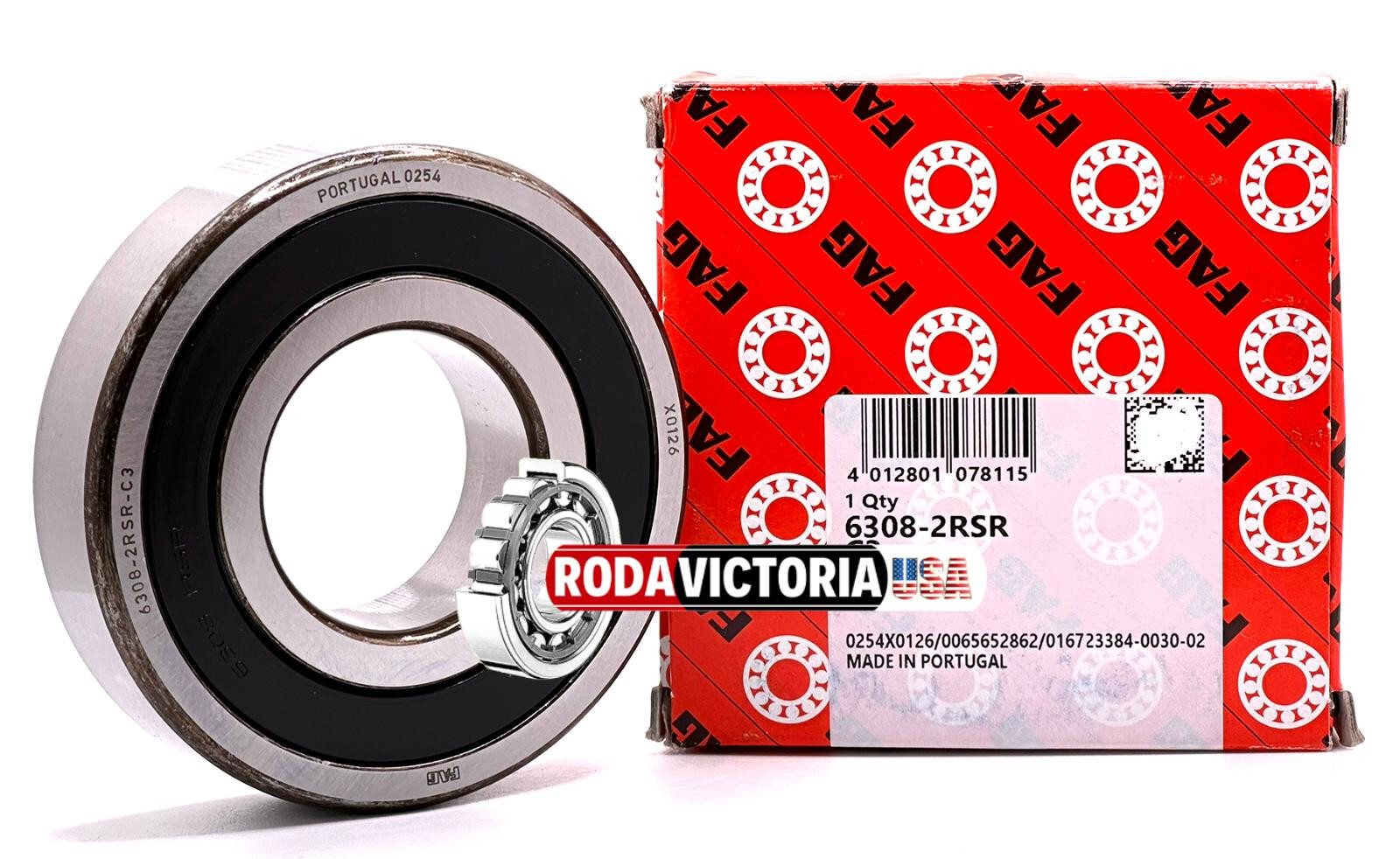 FAG 6308 2RSR C3 DEEP GROOVE BALL BEARING, RUBBER SEALED 40x90x23mm