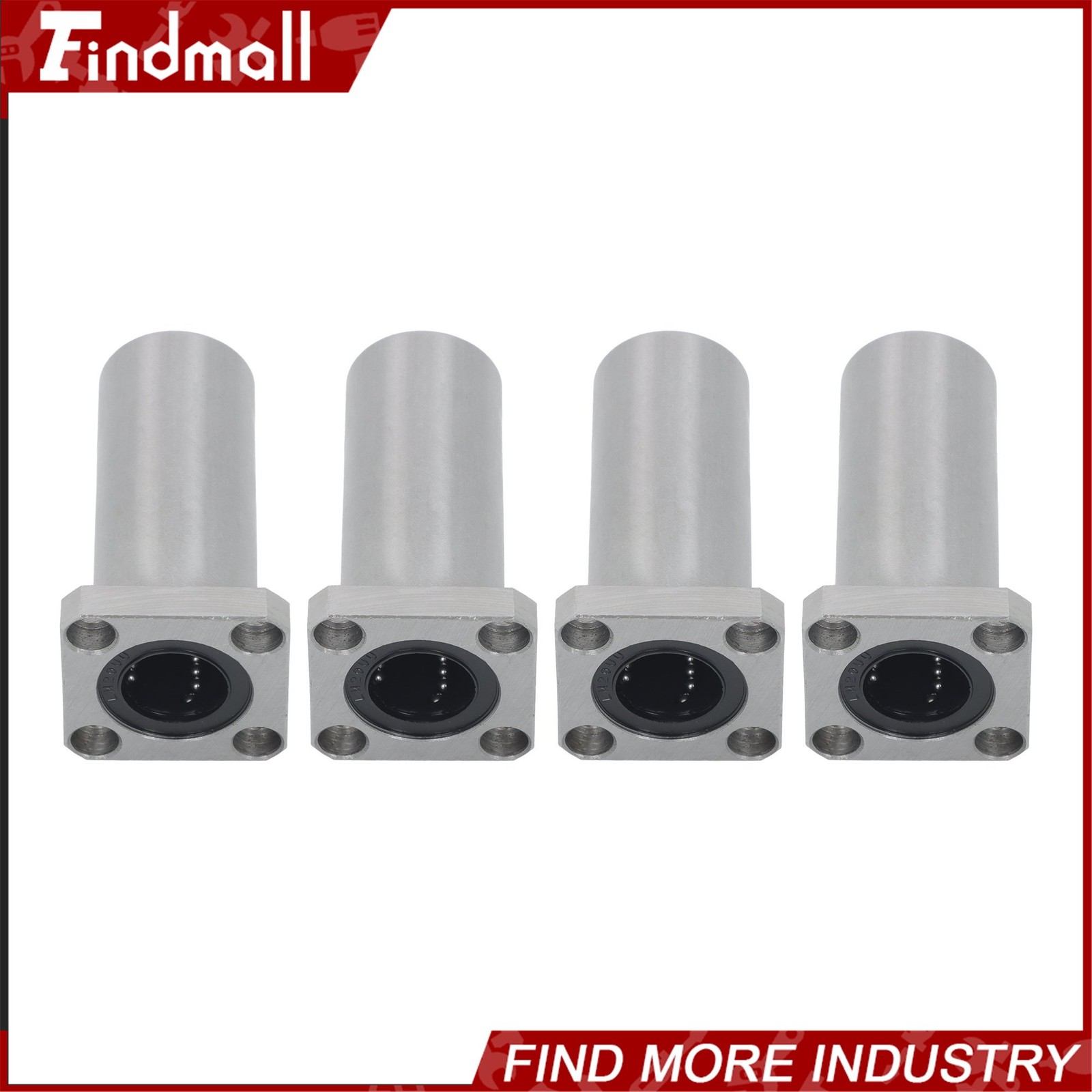 Findmall 4 Pack LMK20LUU 20x32x80mm Linear Bearing Square Flange Steel Cage CNC