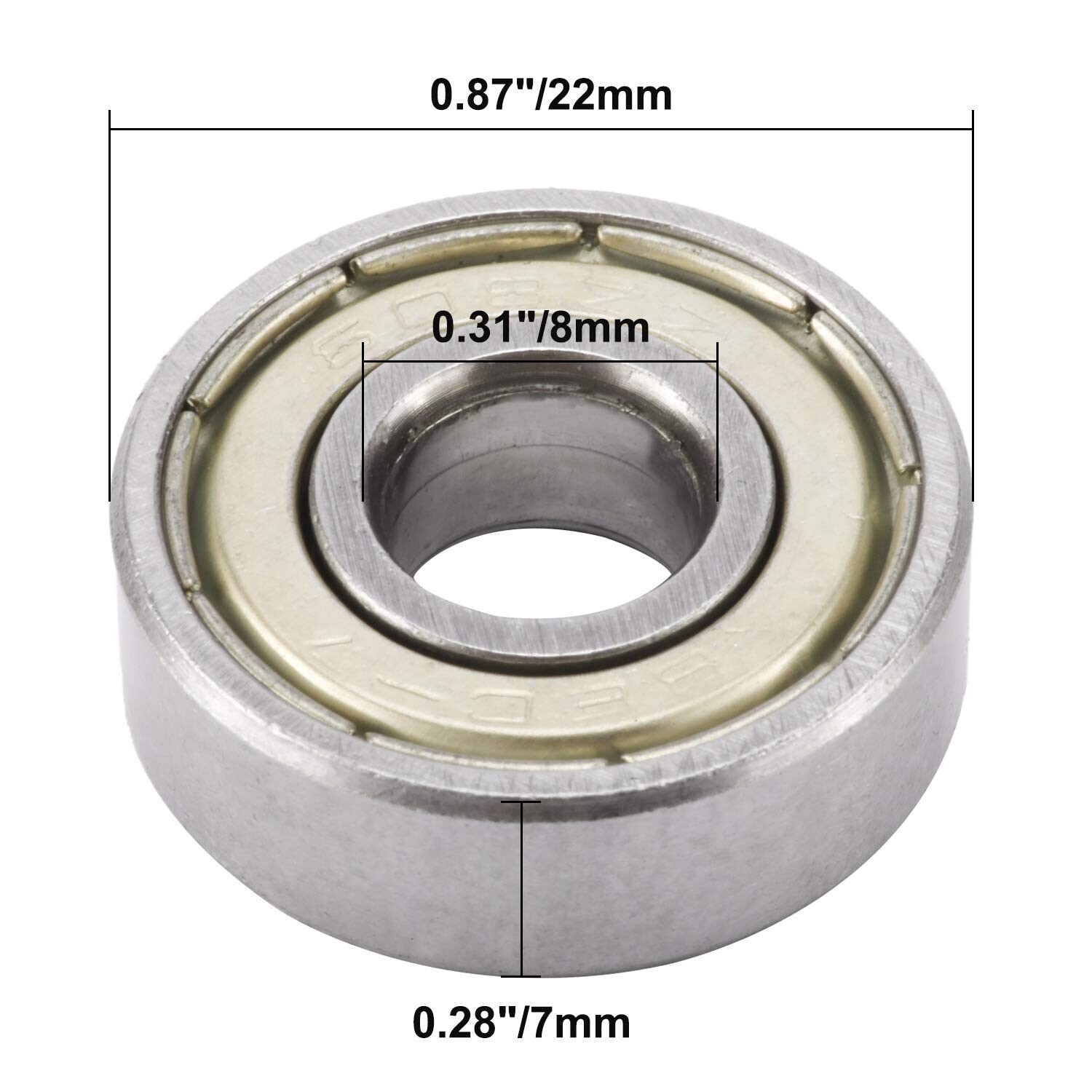 608-ZZ Ball Bearing 8x22x7 Two Side Metal Shield Miniature Deep Groove (100pcs)