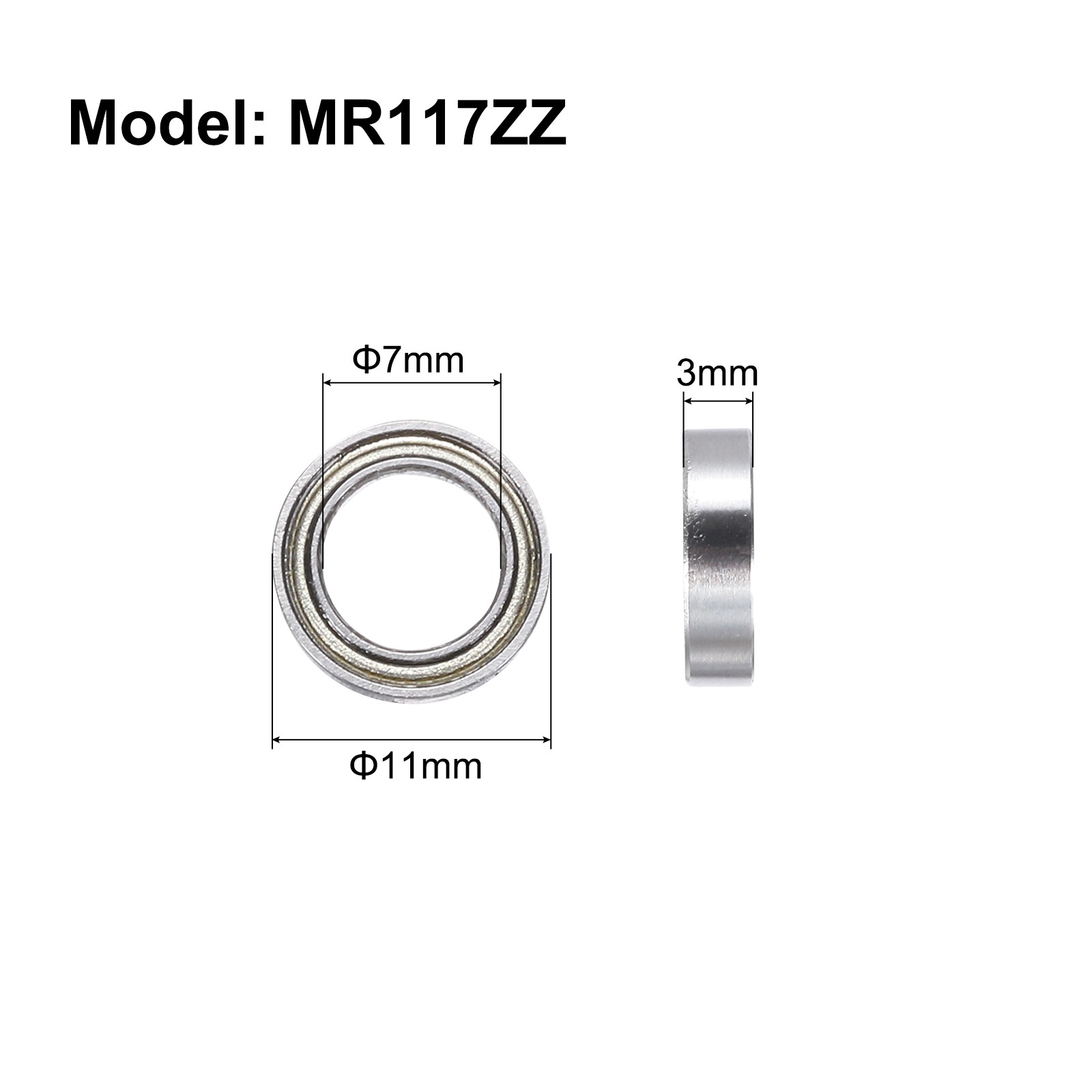 8pcs bearings MR117ZZ 7x11x3mm chrome steel for high strength