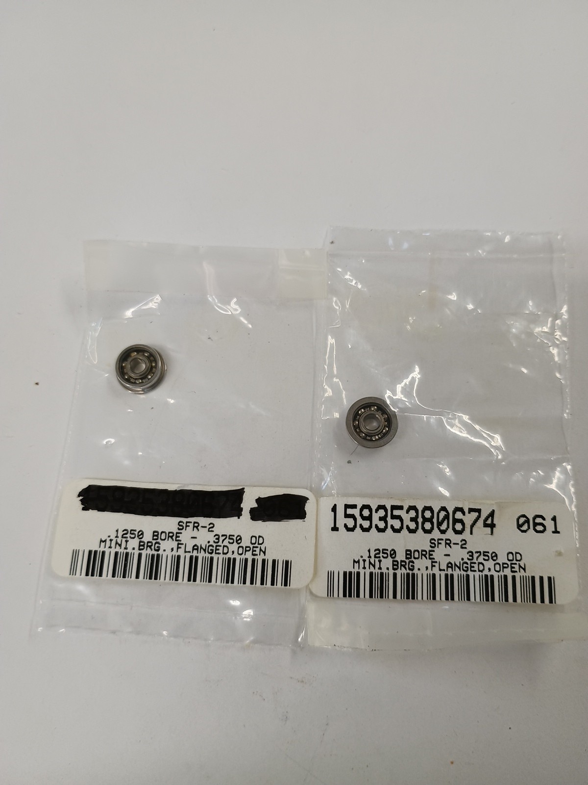 SFR-2 1/8″ Bore 3/8″ OD Open Miniature Radial Ball Bearing Flanged lot of 2 pcs