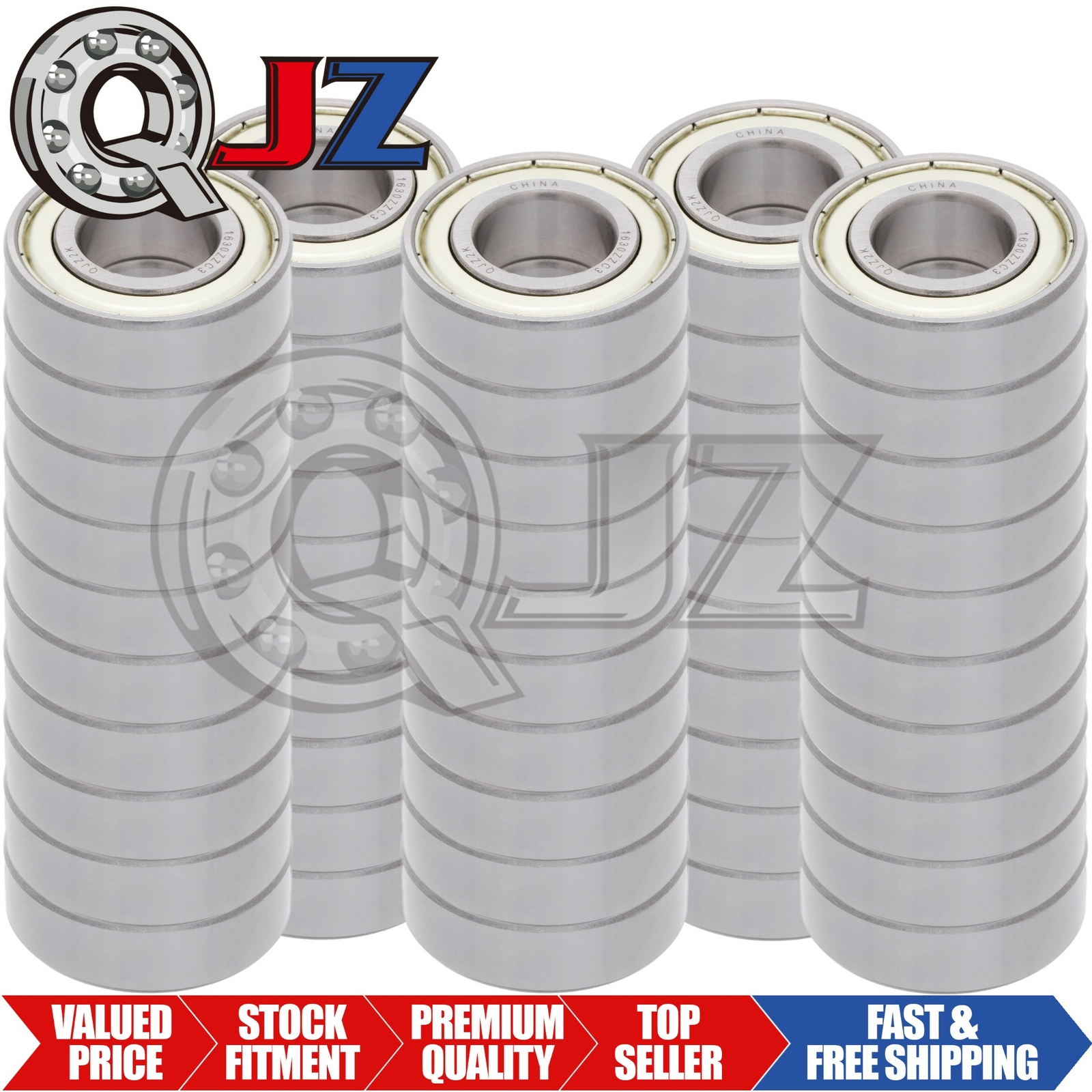 [50-Pack] 1630-ZZ-C3 Deep Groove Radial Ball Bearing 3/4in x 1.625in x 1/2in