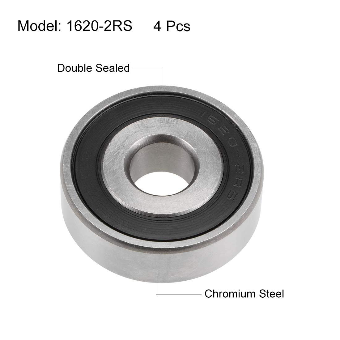 1620-2RS Deep Groove Ball Bearings 7/16 X 1-3/8 X 7/16Inch Double Sealed Chrome